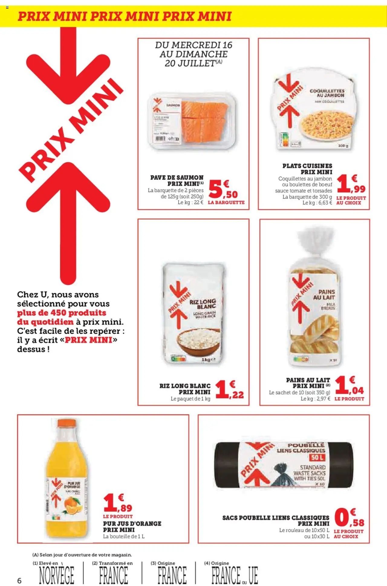  | Page: 6 | Produits: Pains au lait, Jambon, Jus, Saumon