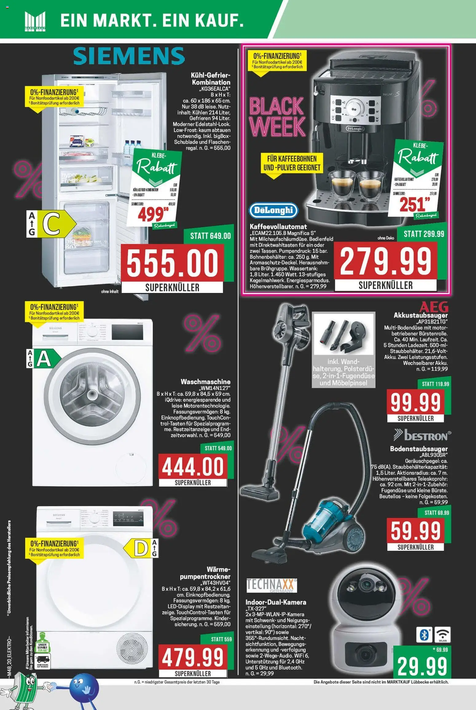 Marktkauf - Black Friday – gültig ab 24.11.2025 | Seite: 20 | Produkte: Siemens, Waschmaschine, Kühlgefrierkombination, Kaffeevollautomat