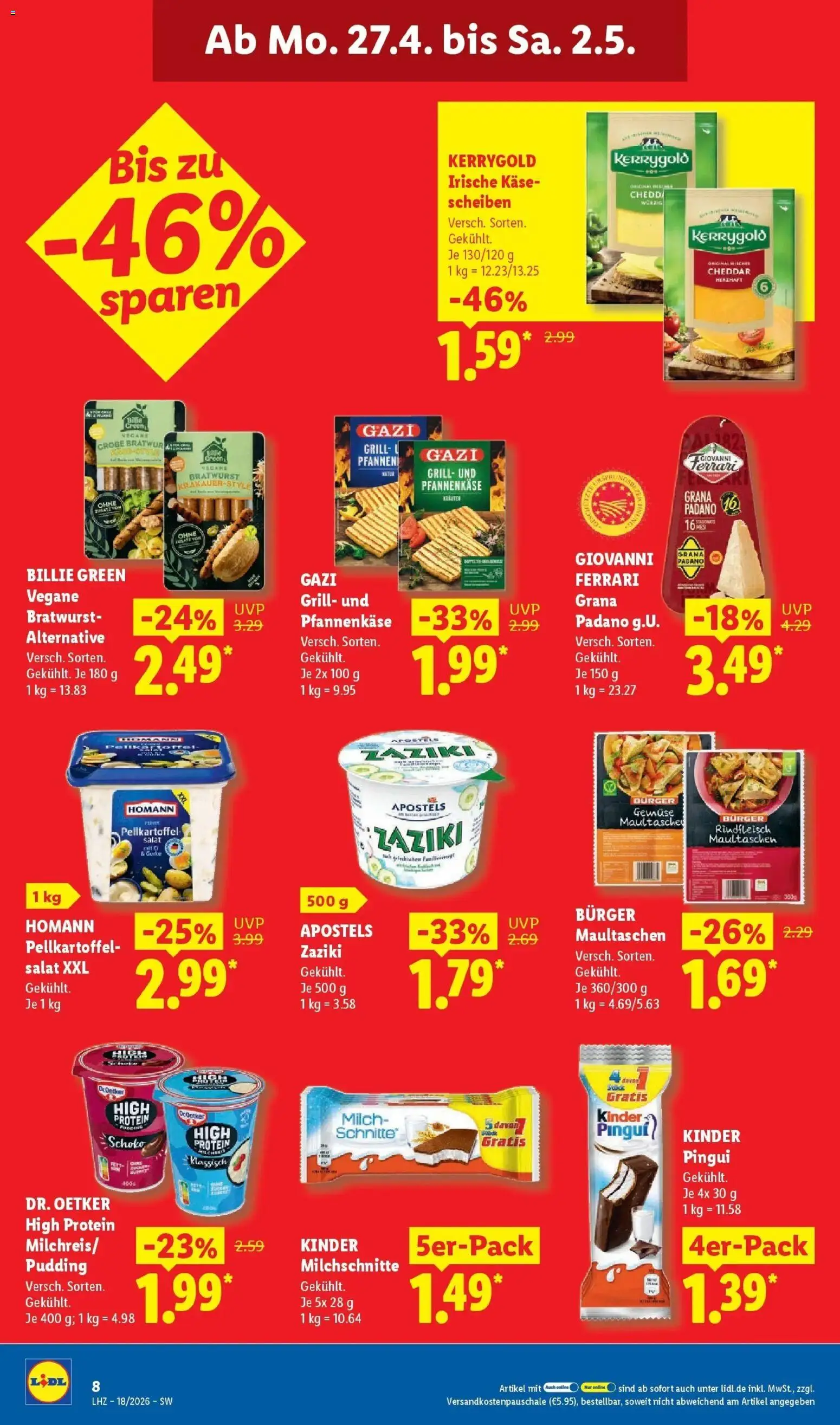 Lidl Německo leták od 27.04.2026 | Strana: 16 | Produkty: Burger, Salát, Protein, Cheddar
