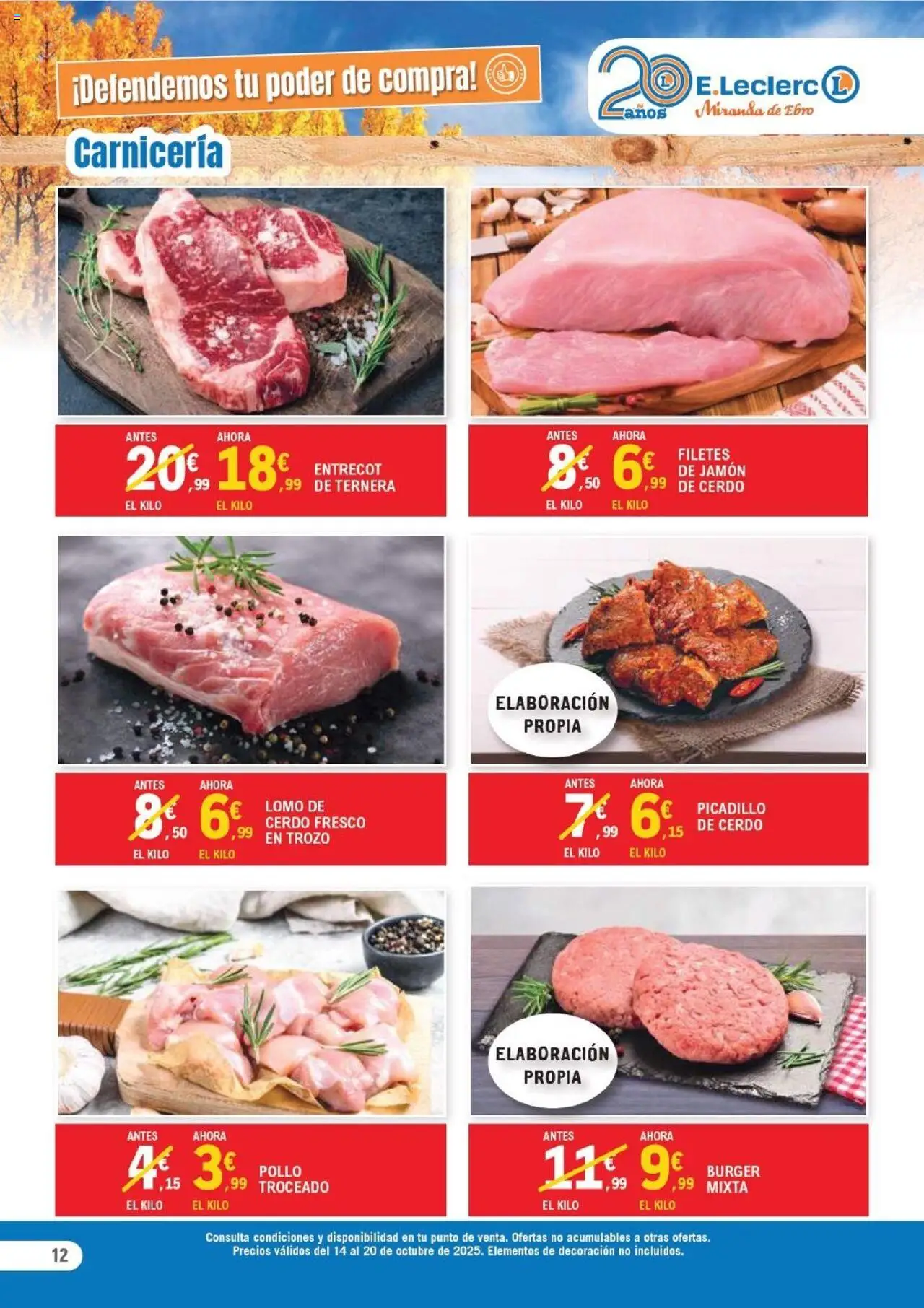 E.Leclerc folleto │ válido desde el 14.10.2025 | Página: 12 | Productos: Jamón, Cerdo