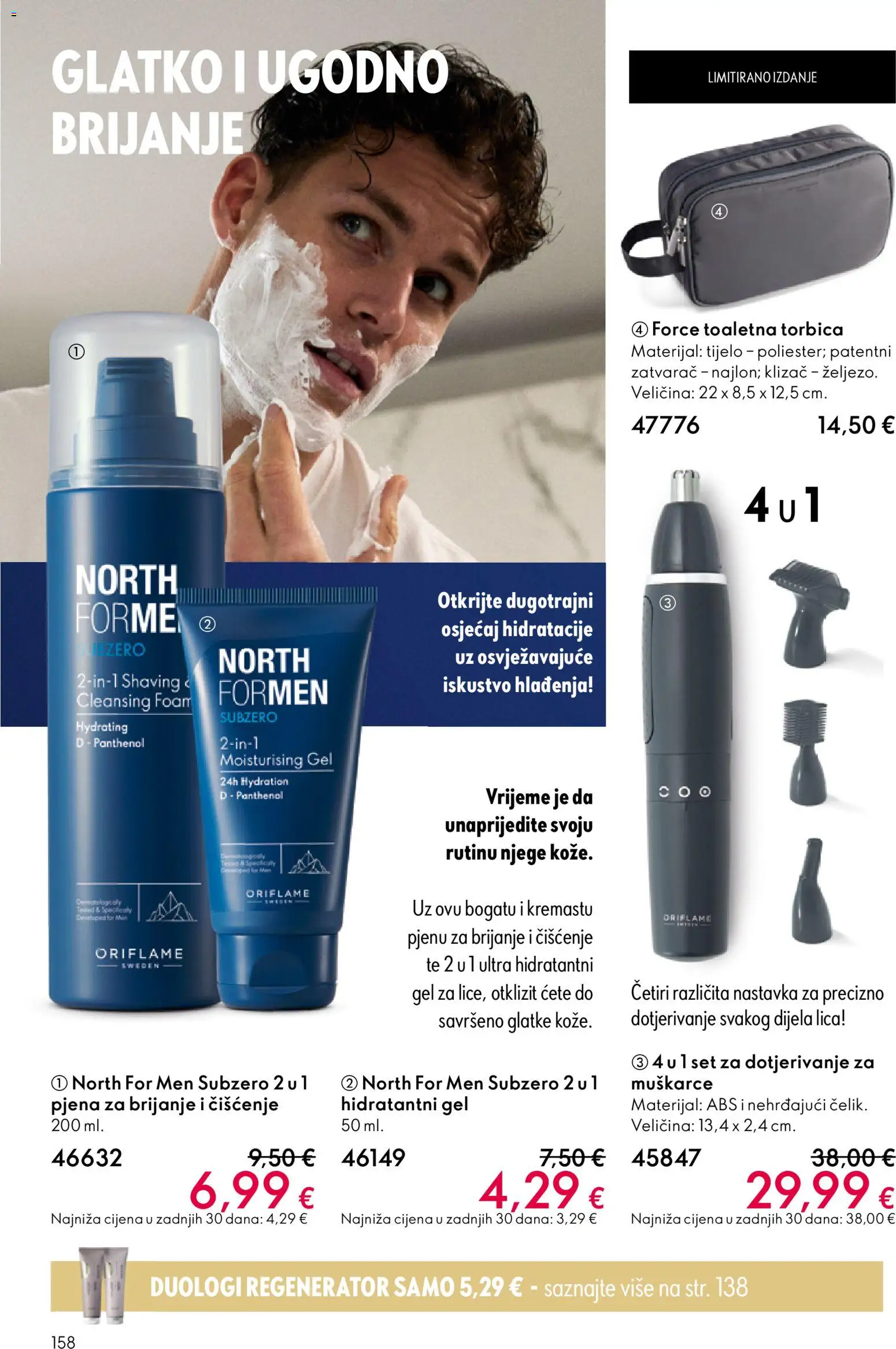 Oriflame katalog | vrijedi od 19.11.2025 | Stranica: 158 | Proizvodi: Regenerator, Pjena za brijanje, Torbica