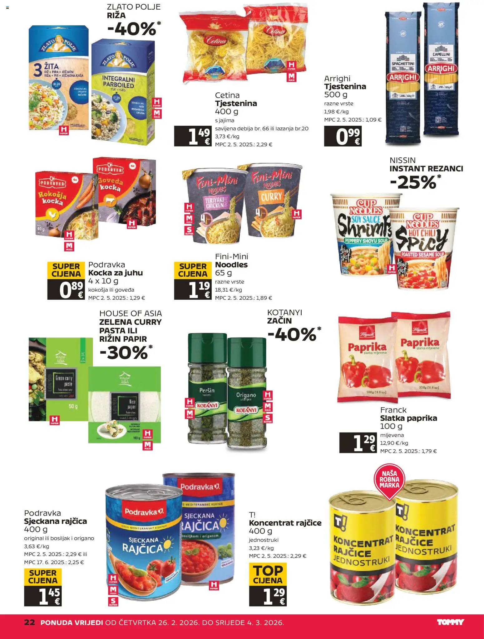 Tommy katalog | vrijedi od 26.02.2026 | Stranica: 22 | Proizvodi: Podravka, Rezanci, Rajčica, Peršin