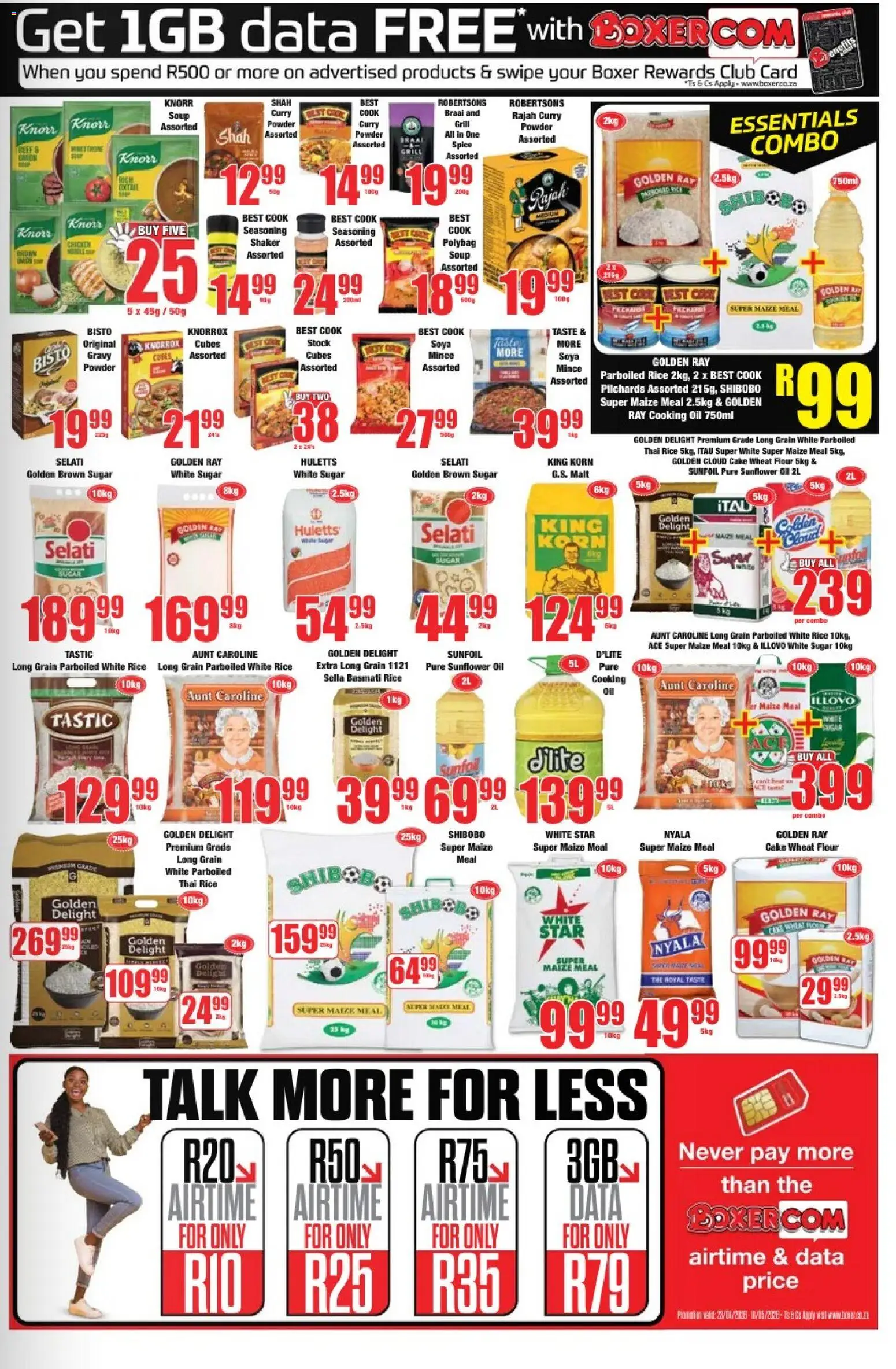 New Boxer catalogue – valid from 23.04.2026 | Page: 9 | Products: Maize meal, Gravy, Stock, Soya mince