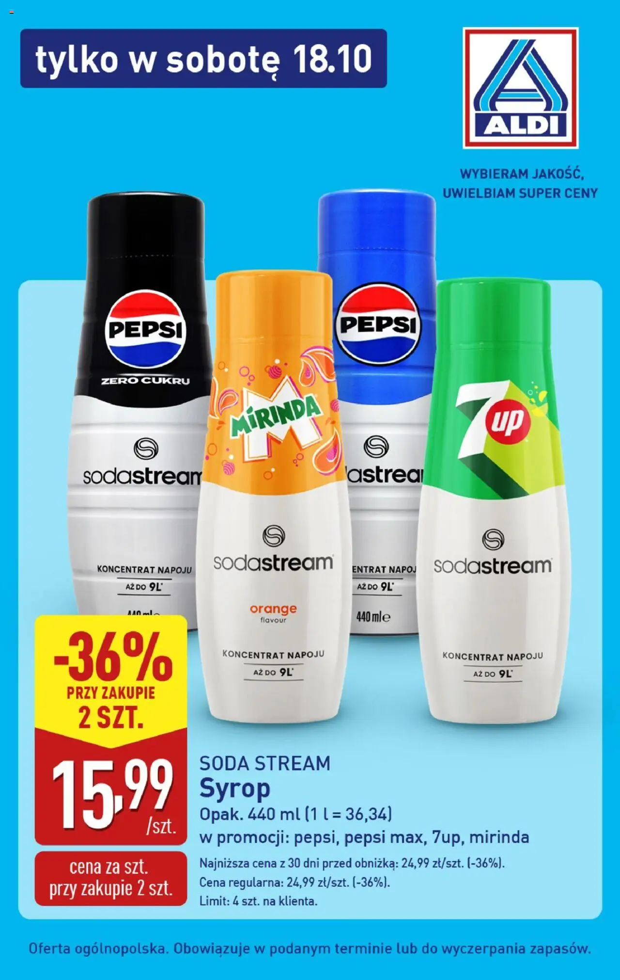 Aldi Gazetka - Tylko w sobotę od 18.10.2025 | Strona: 2 | Produkty: Syrop, Pepsi, Sodastream