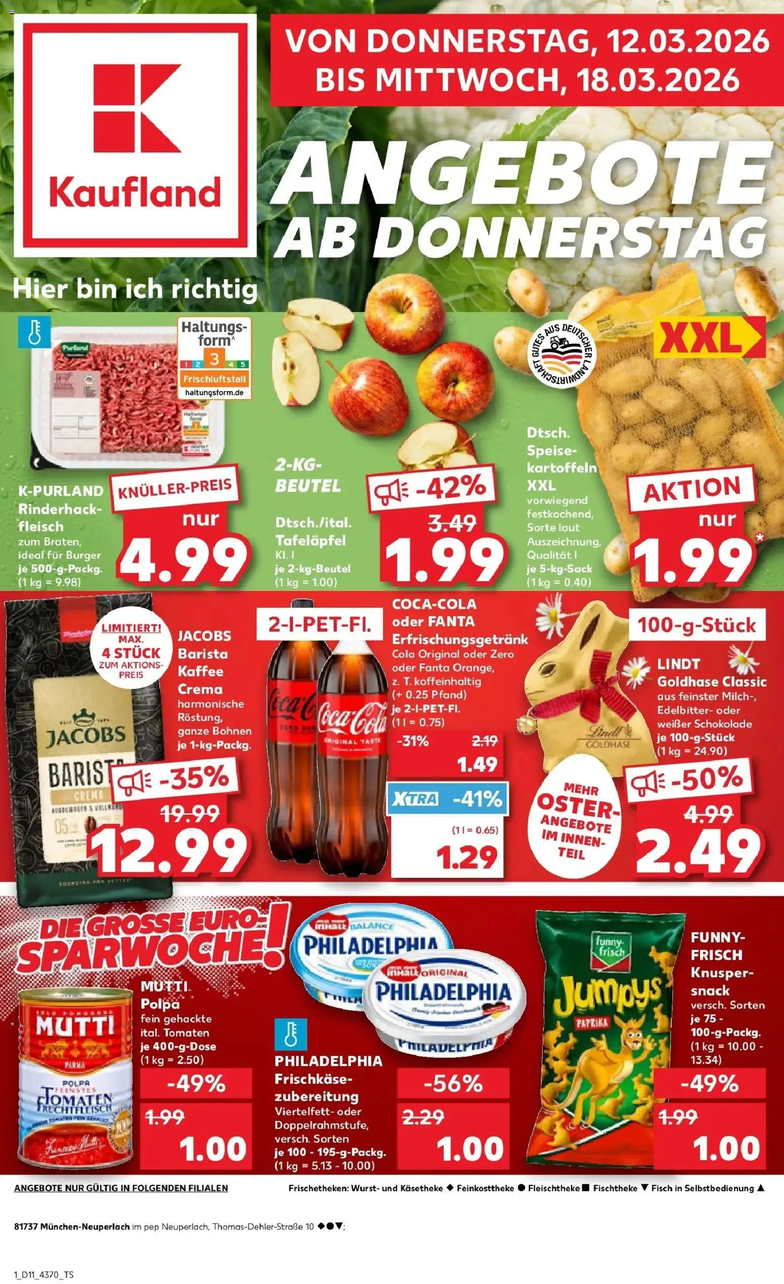 Kaufland Prospekt München	 – gültig ab 09.03.2026 | Seite: 13 | Produkte: Coca cola, Philadelphia, Tomaten, Fleisch