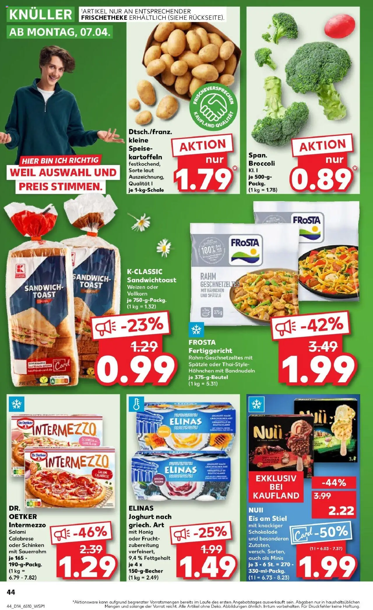 Kaufland - Moers-Hochstraß, Römerstraße 570 - gültig ab dem 03.04.2025 | Seite: 44 | Produkte: Toast, Schinken, Sauerrahm, Eis