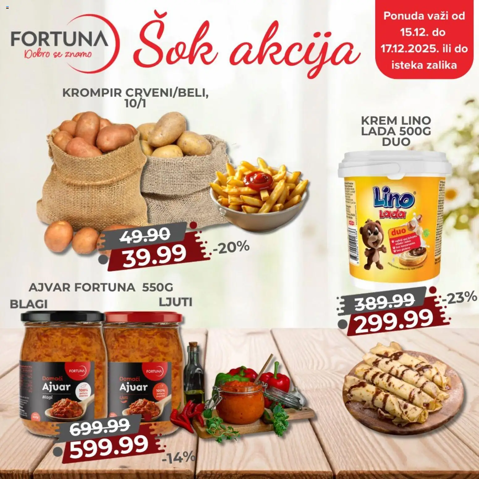 Fortuna Market katalog - važi od 15.12.2025 | Strana: 1 | Proizvode: Ajvar, Krompir, Lino lada, Sok