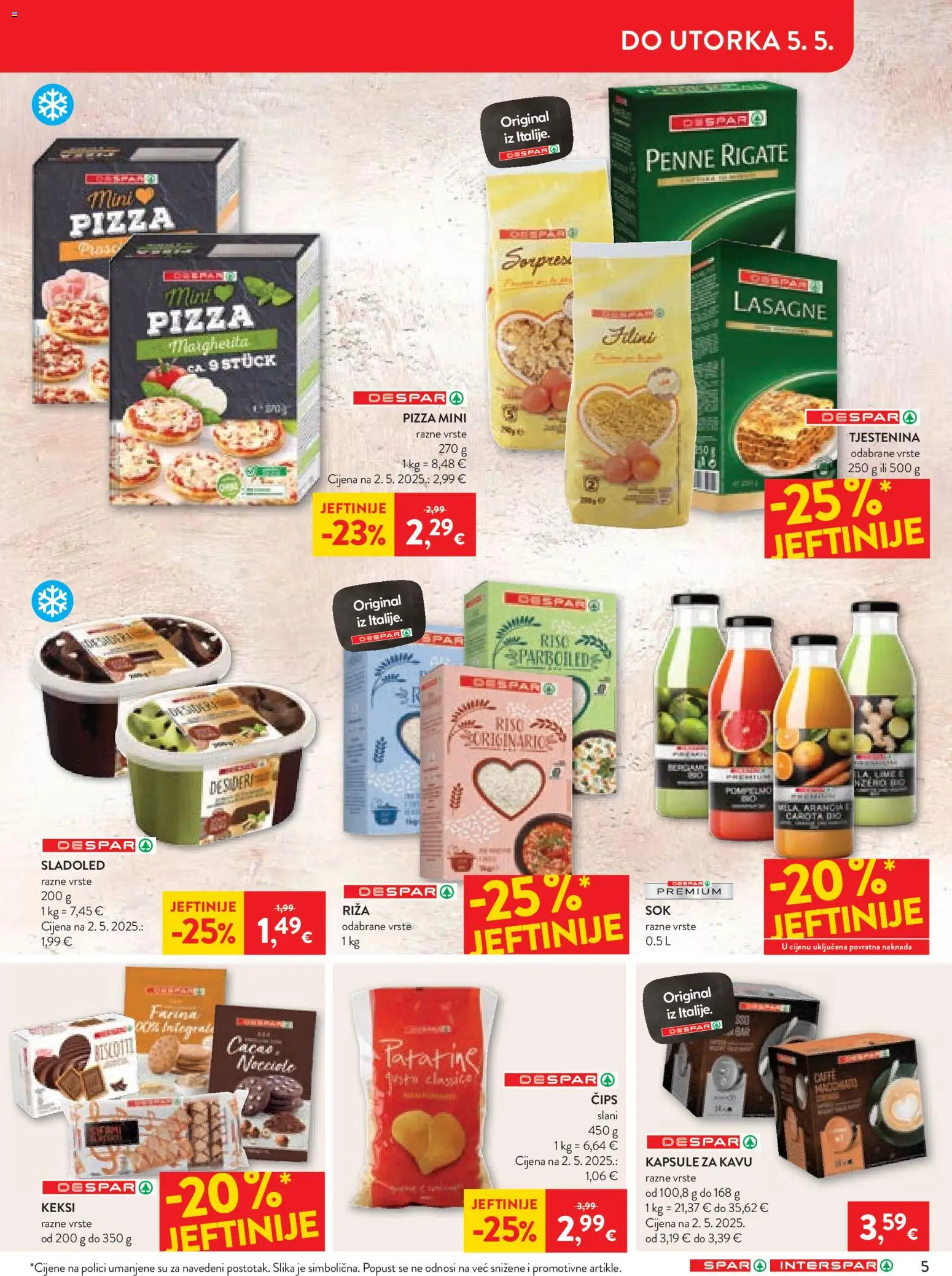 Spar katalog | vrijedi od 27.04.2026 | Stranica: 5 | Proizvodi: Pizza, Riža, Tjestenina, Čips