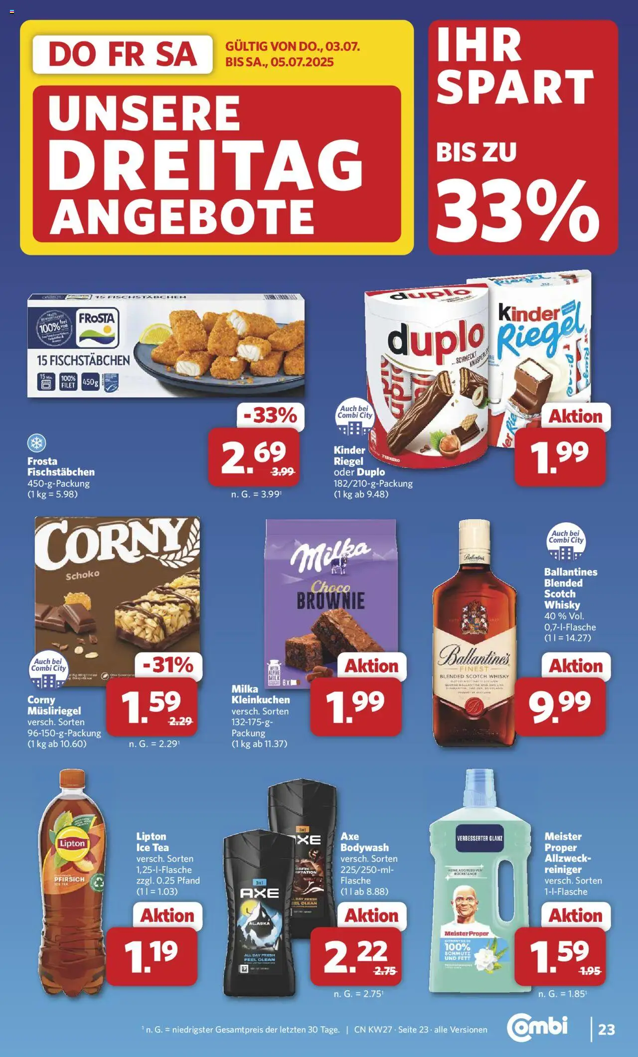 Combi Prospekt 	 - gültig ab dem 30.06.2025 | Seite: 35 | Produkte: Whisky, Frosta, Pfirsich, Duplo riegel