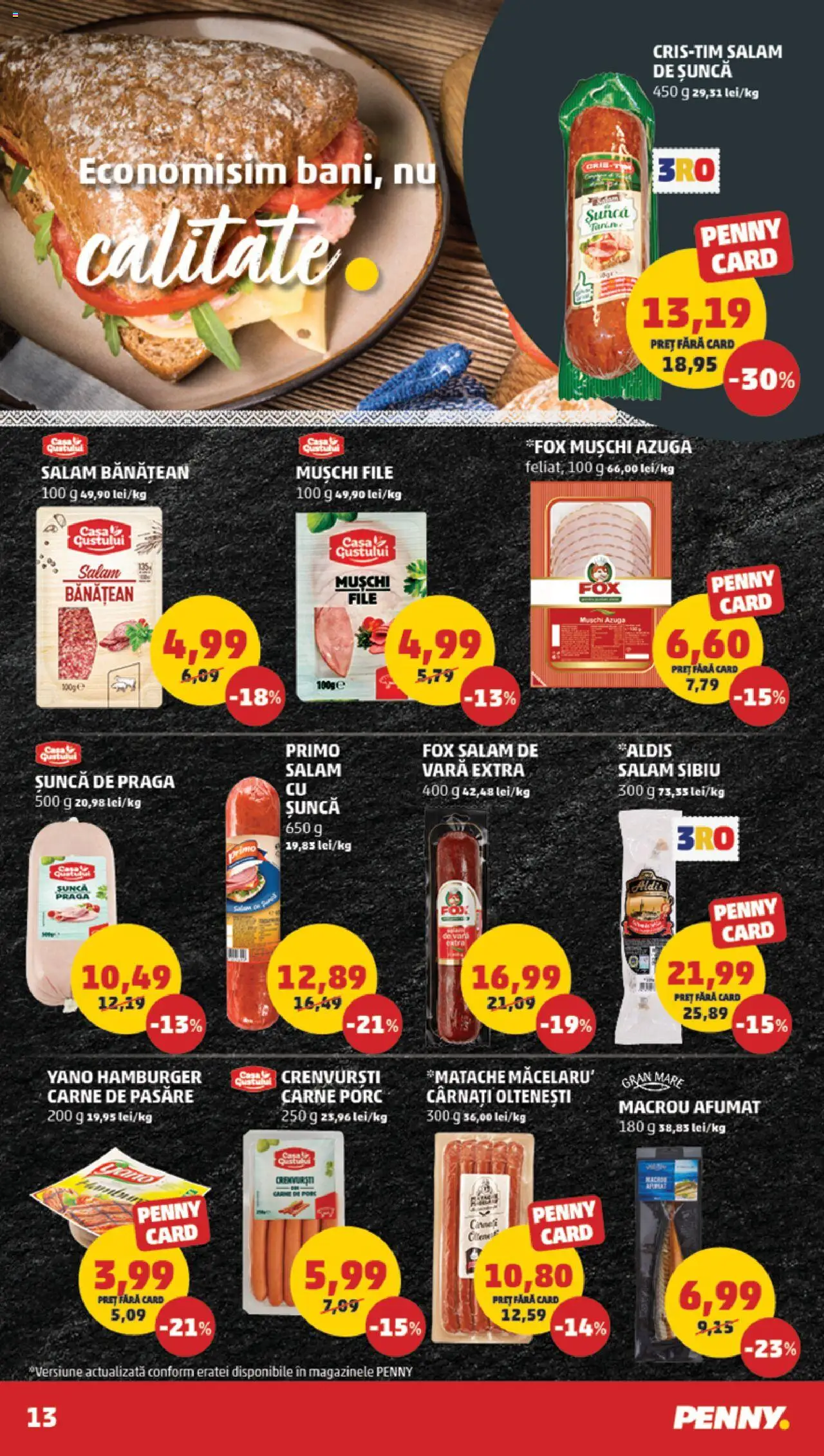 Noul catalog PENNY – valabil de la 17.09.2025 | Pagină: 13 | Produse: Crenvurști, Salam, Șuncă, Cârnați