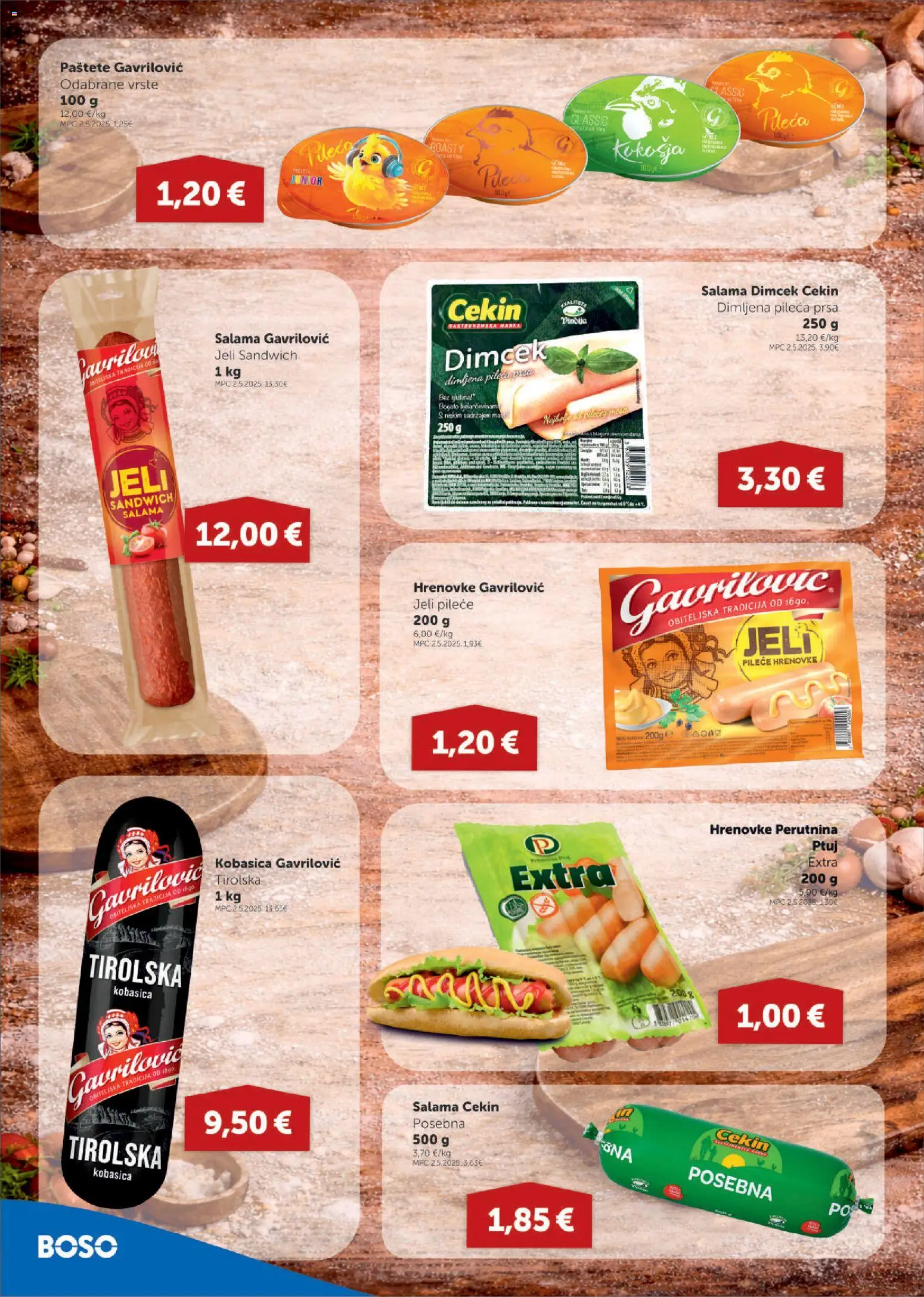 Boso katalog | vrijedi od 15.01.2026 | Stranica: 4 | Proizvodi: Salama, Hrenovke, Perutnina Ptuj, Pileća prsa
