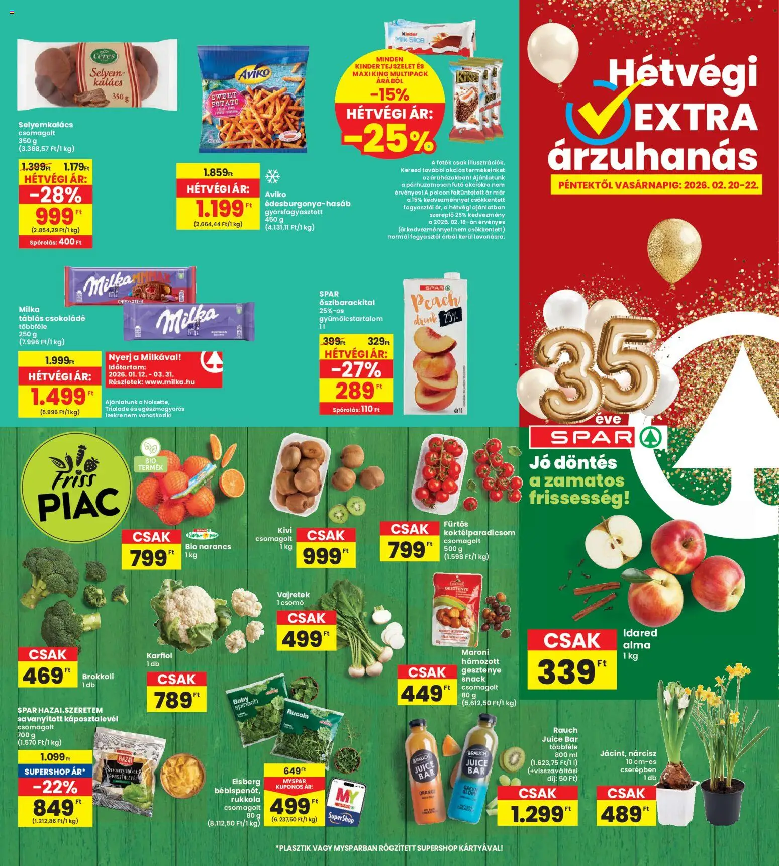 Interspar akciós ujság - amely érvényes a következő dátumtól: 19.02.2026 | Oldal: 28 | Termékek: Káposztalevél, Koktélparadicsom, Csokoládé, Brokkoli