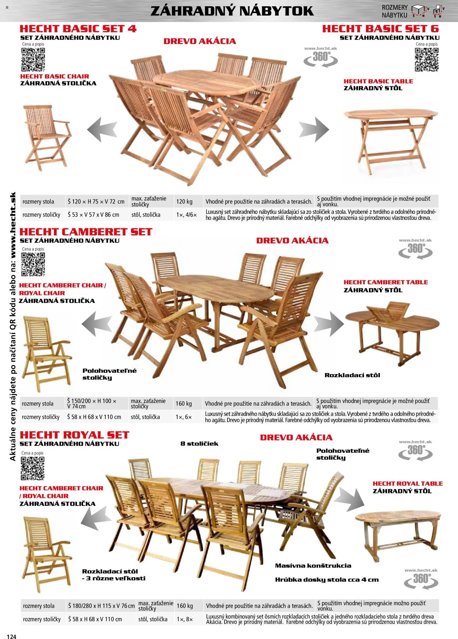 Nové Hecht akcie – leták je platný od 30.10.2025 | Strana: 124 | Produkty: Nábytok, Stoličky, Rozkladací stôl, Stôl