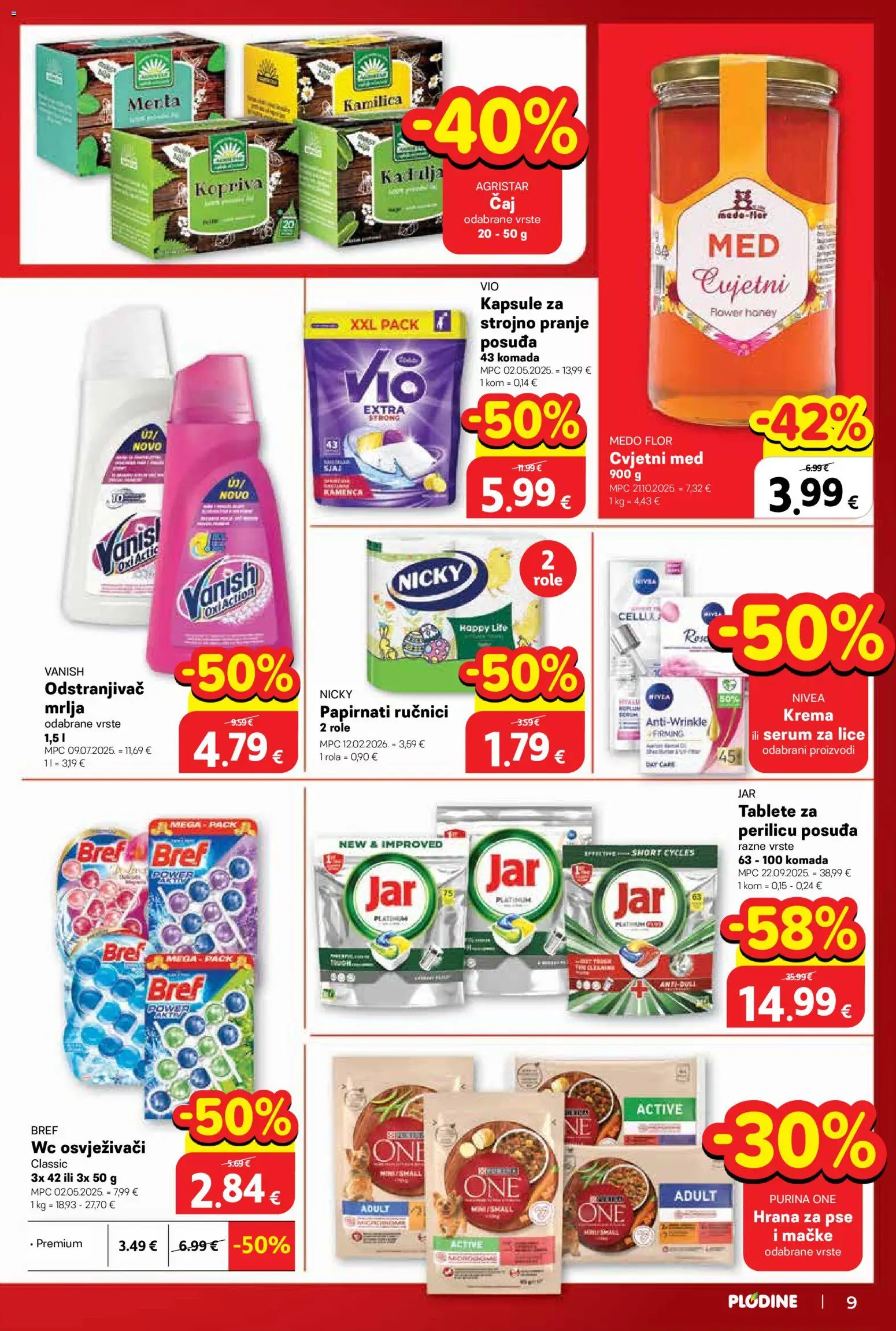 Plodine katalog | vrijedi od 04.03.2026 | Stranica: 9 | Proizvodi: Serum za lice, Hrana za pse, Papirnati ručnici, Vanish