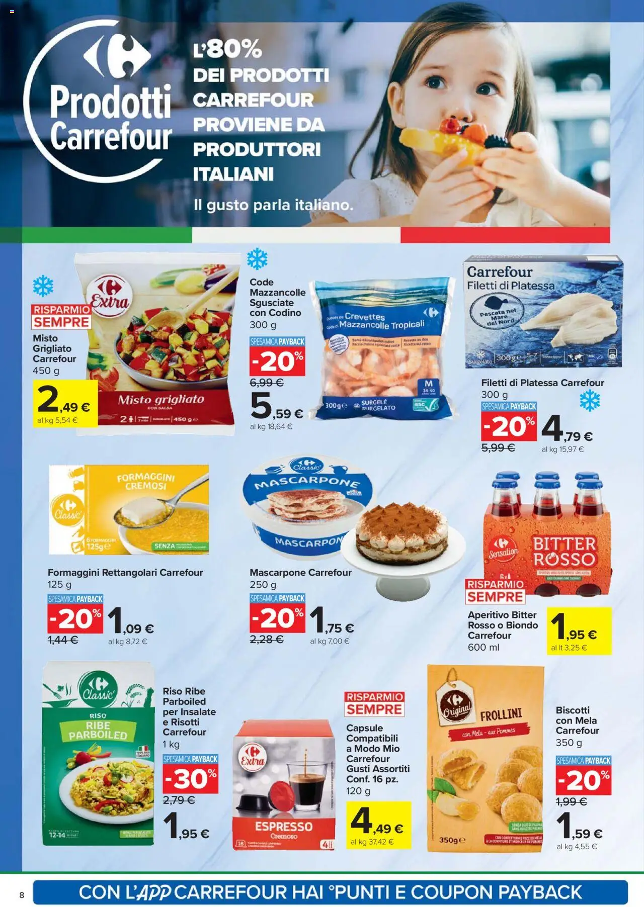 Volantino Carrefour del 24.10.2025 | Pagina: 8 | Prodotti: Biscotti, Gelato, Salsa, Frollini