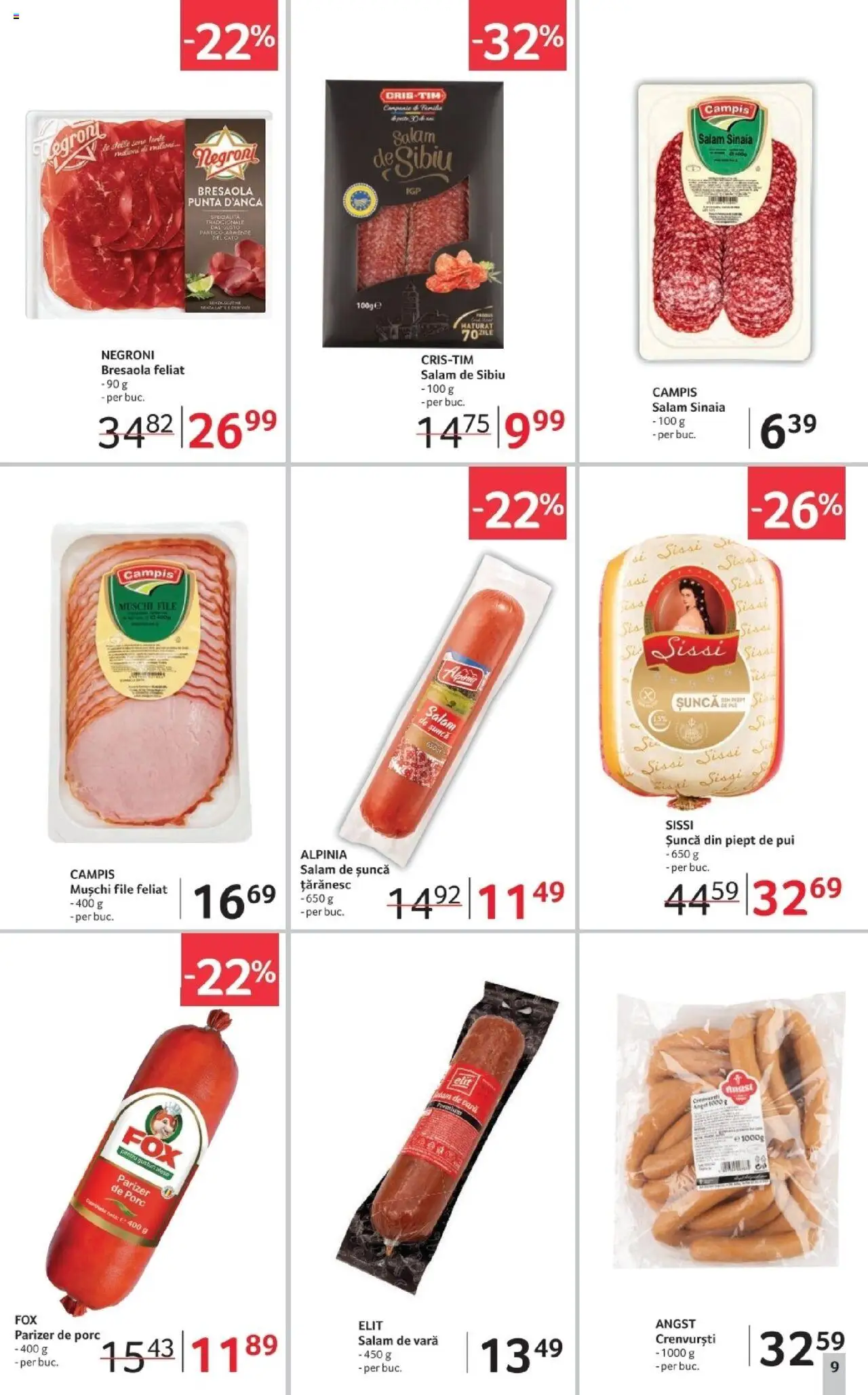 Noul catalog Selgros – valabil de la 17.10.2025 | Pagină: 9 | Produse: Hacıyatmaz Kedi Oyuncağı, Crenvurști, Șuncă, Parizer