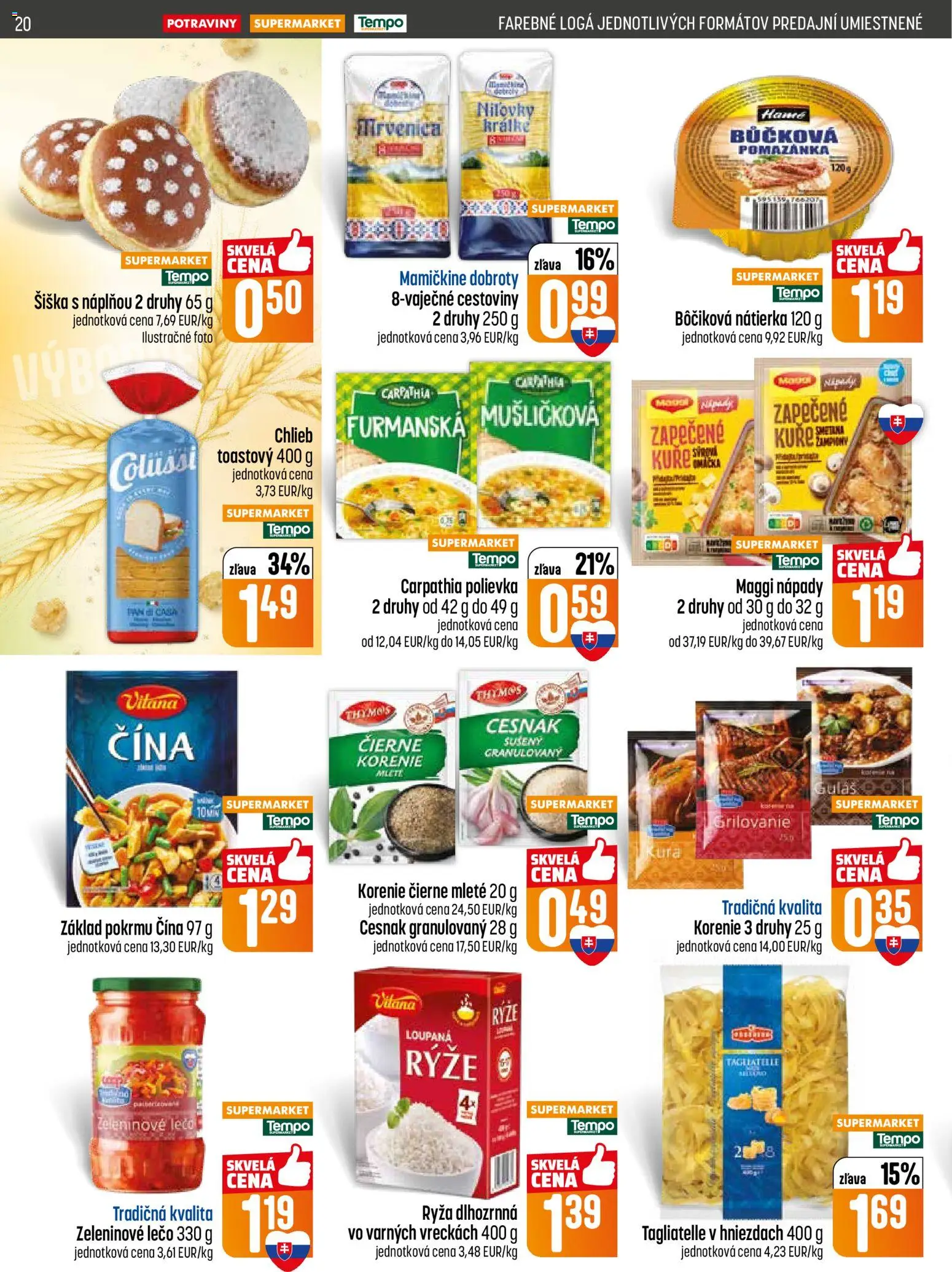 Nové COOP Jednota akcie – leták je platný od 26.02.2026 | Strana: 20 | Produkty: Ryža, Cestoviny, Cesnak, Korenie