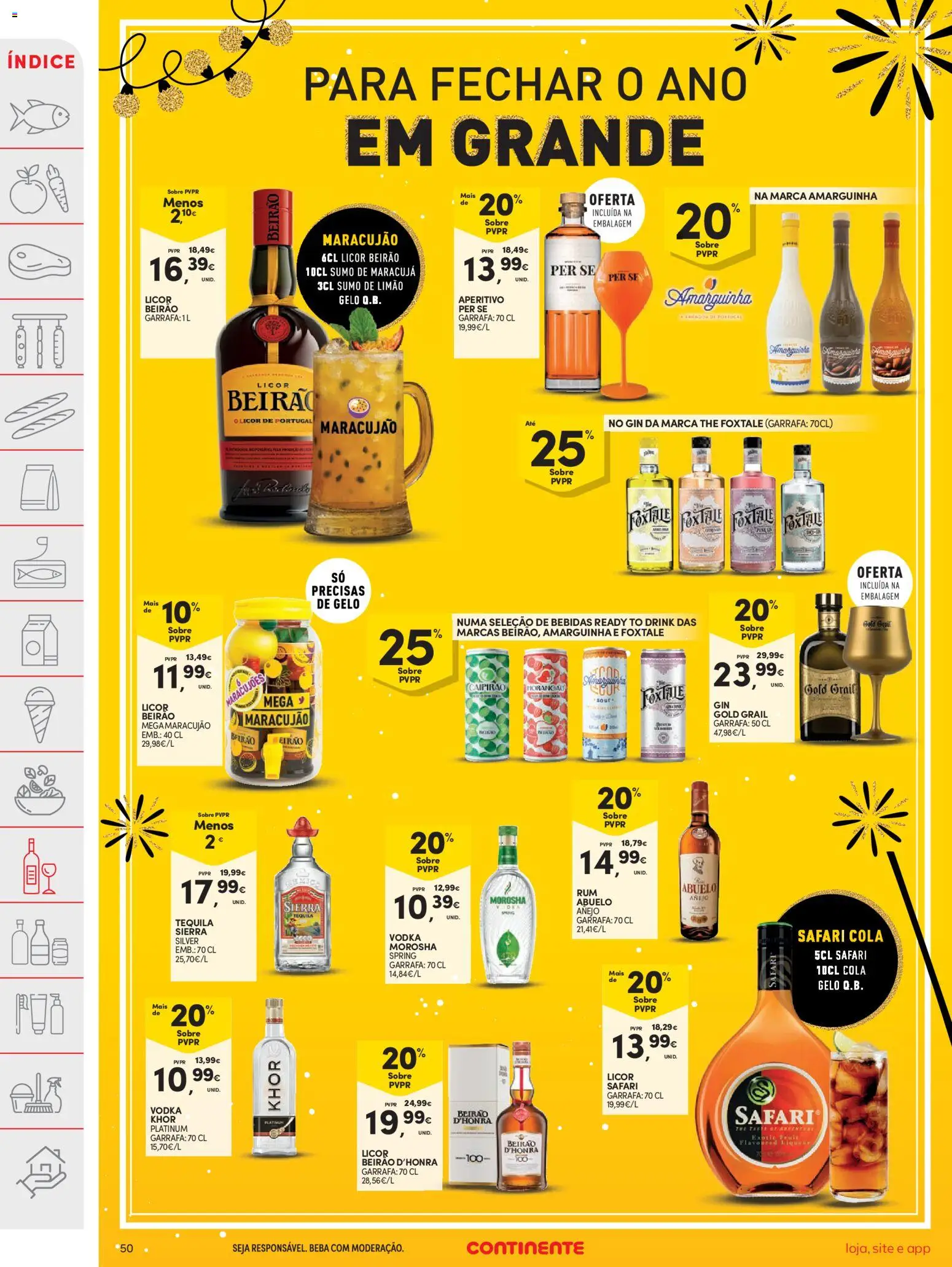 Continente folheto │ válido de 26.12.2025 | Página: 50 | Produtos: Licor, Sumo, Tequila, Gin