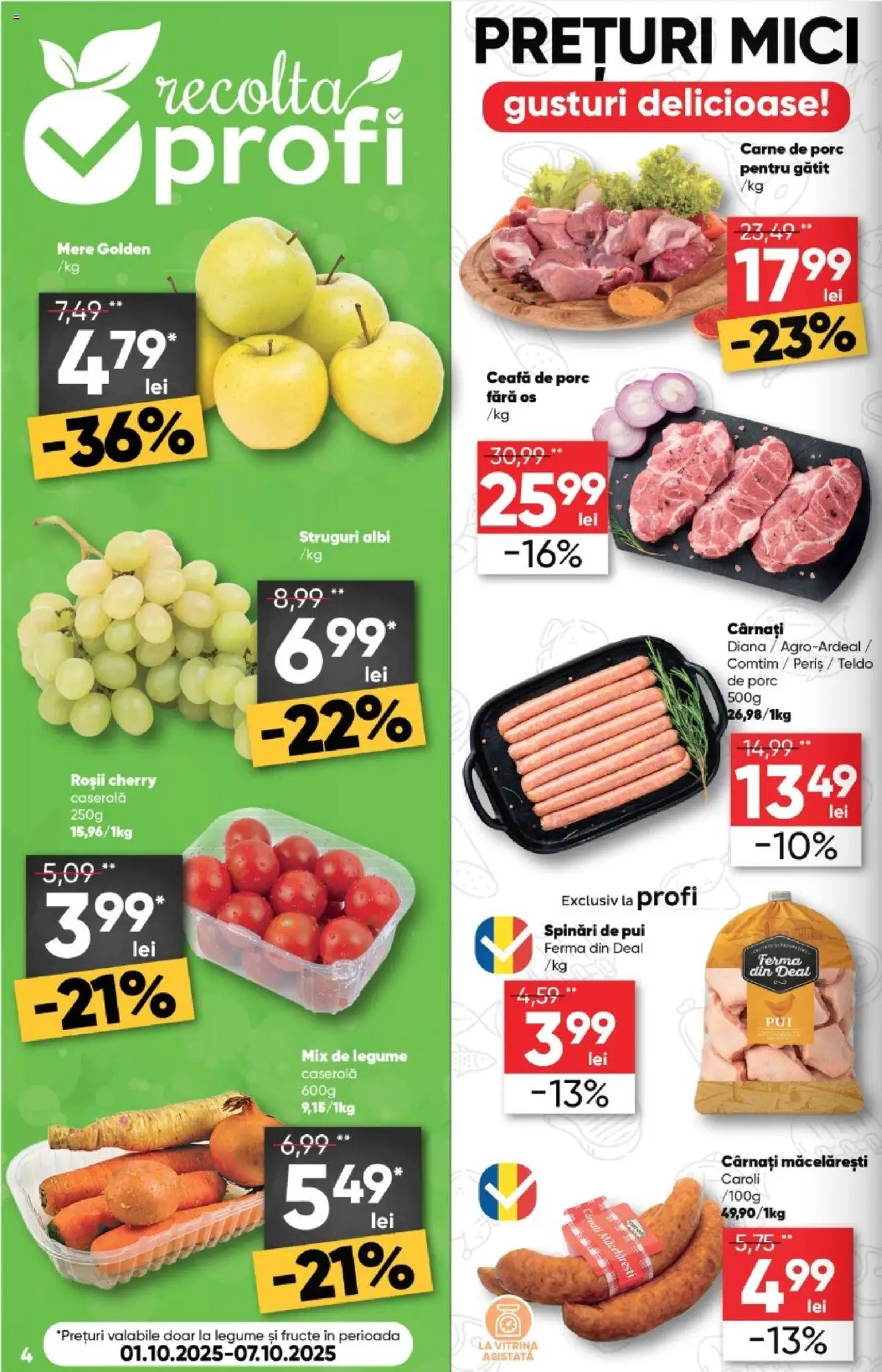 Noul catalog Profi – valabil de la 01.10.2025 | Pagină: 4 | Produse: Struguri, Hacıyatmaz Kedi Oyuncağı, Mici, Cârnați