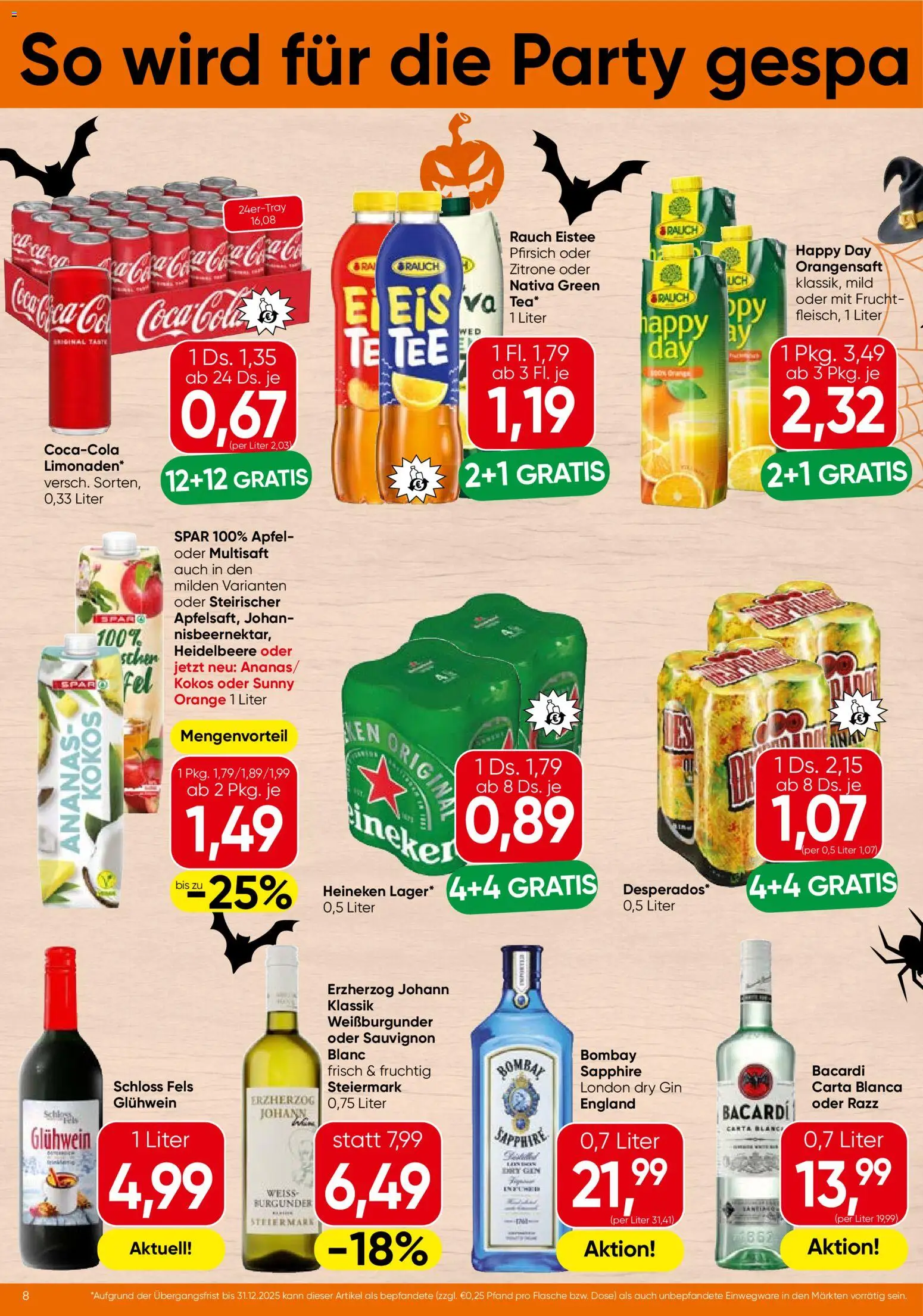 Spar Flugblatt - Vorarlberg gültig ab 30.10.2025 | Seite: 8 | Produkte: Gin, Eis, Pfirsich, Tee