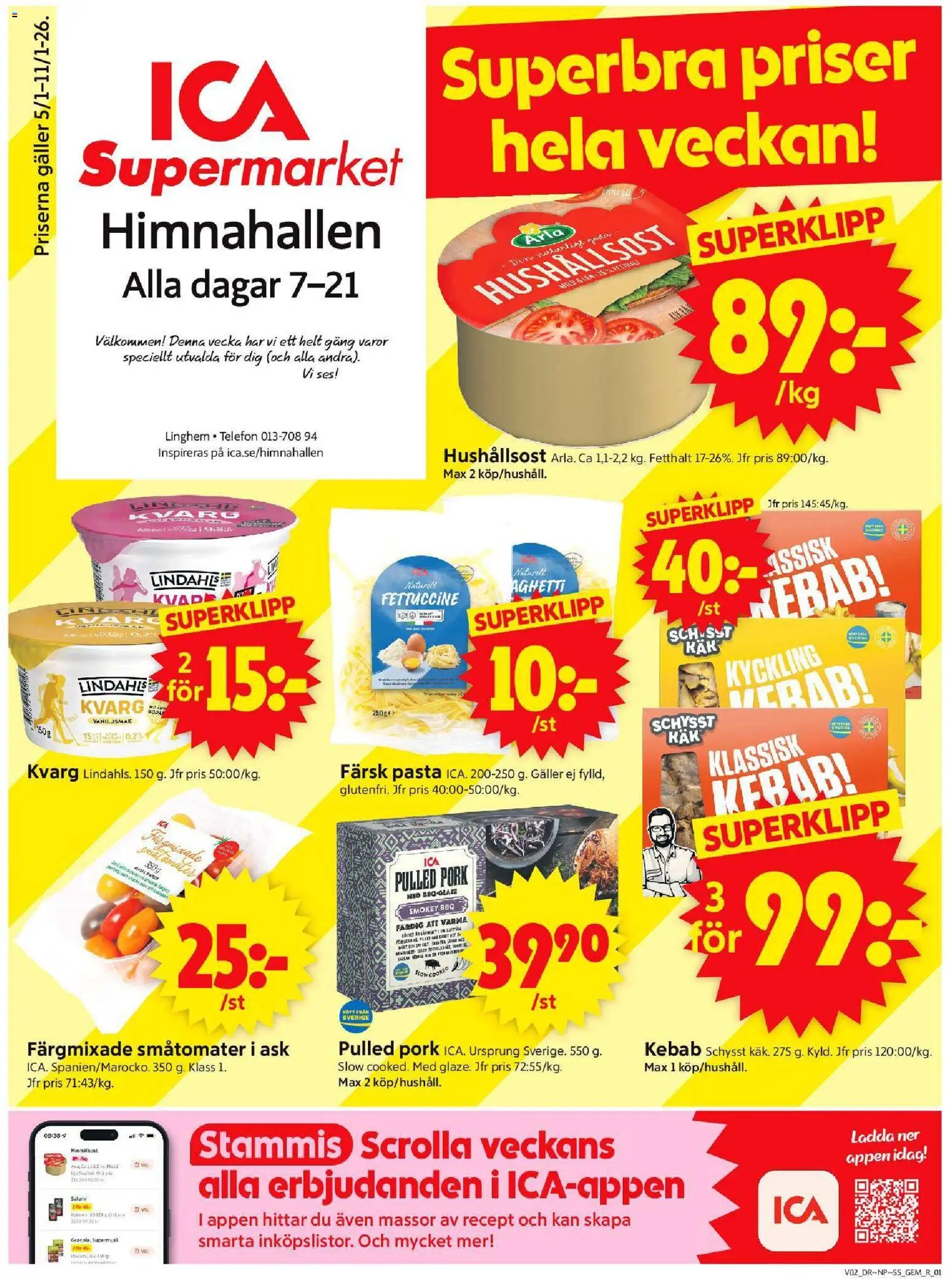 ICA Supermarket reklamblad aktuell från 05.01.2026 | Sida: 1 | Produkter: Gem, Galler, Salami, Kvarg
