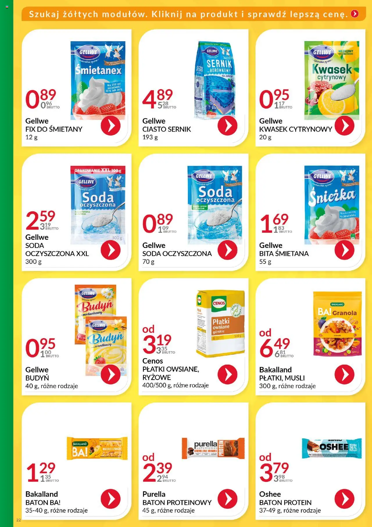 Eurocash Gazetka - Katalog Artykułów Spożywczych od 01.06.2025 | Strona: 22 | Produkty: Płatki owsiane, Mleka, Baton, Śmietana