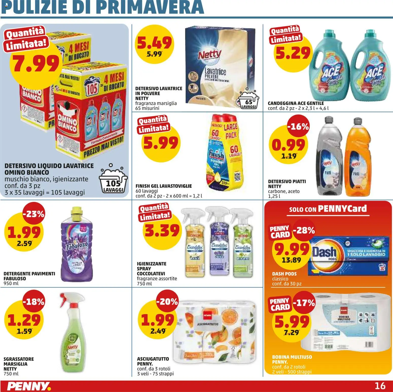 Volantino PENNY del 12.03.2026 | Pagina: 16 | Prodotti: Lavatrice, Aceto, Asciugatutto, Fragranza