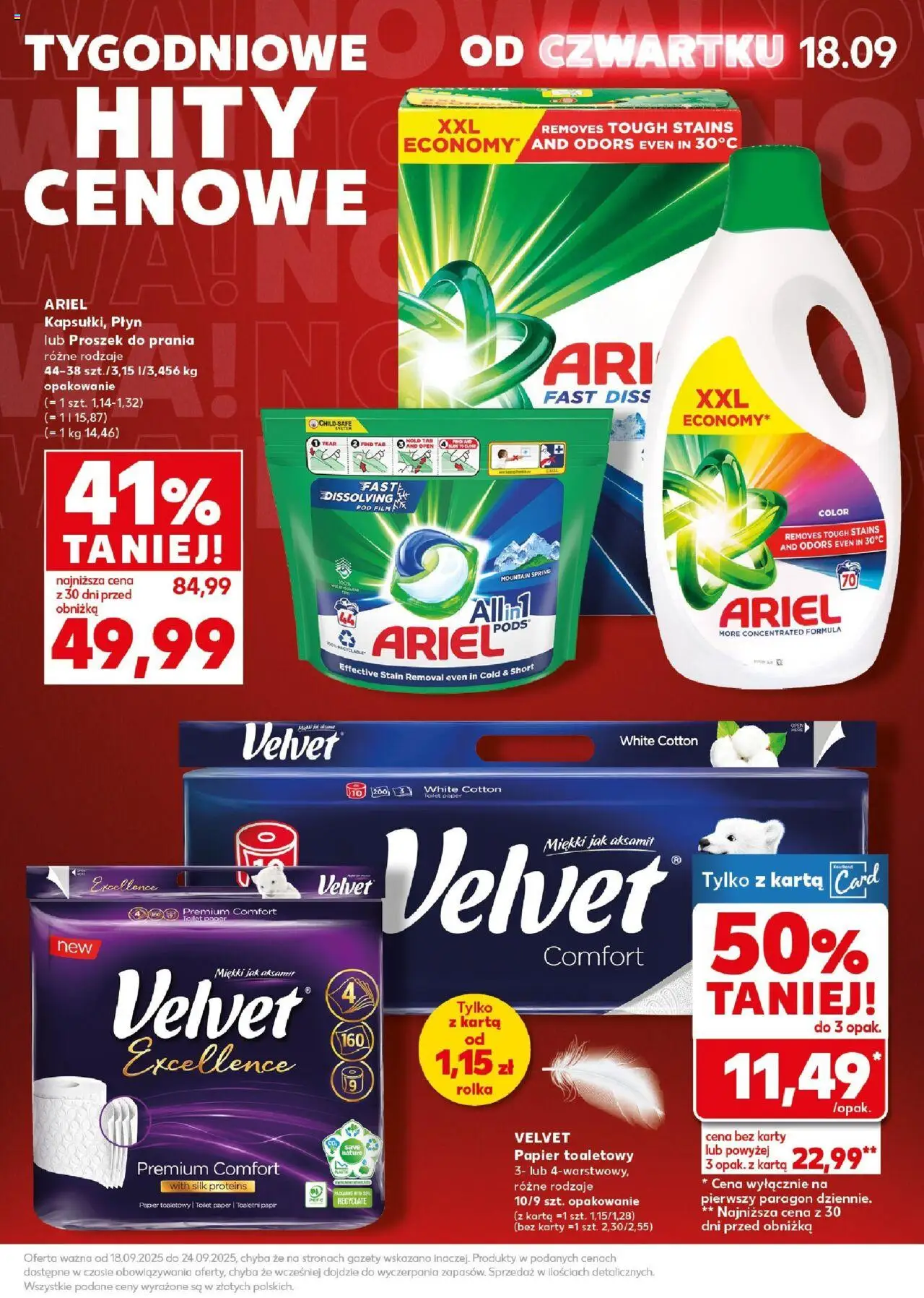 Kaufland gazetka - Super Sobota od 20.09.2025 | Strona: 7 | Produkty: Karta, Papier toaletowy, Ariel, Proszek do prania