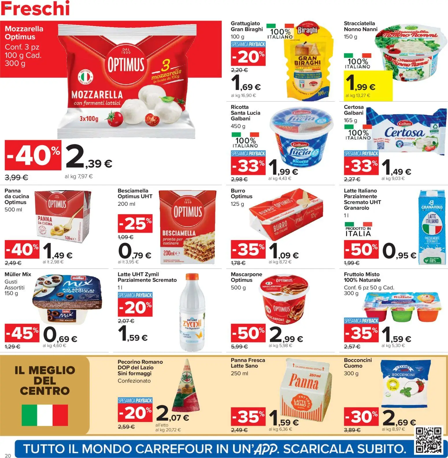 Volantino Carrefour del 24.03.2026 | Pagina: 20 | Prodotti: Panna, Mozzarella, Burro, Crescenza