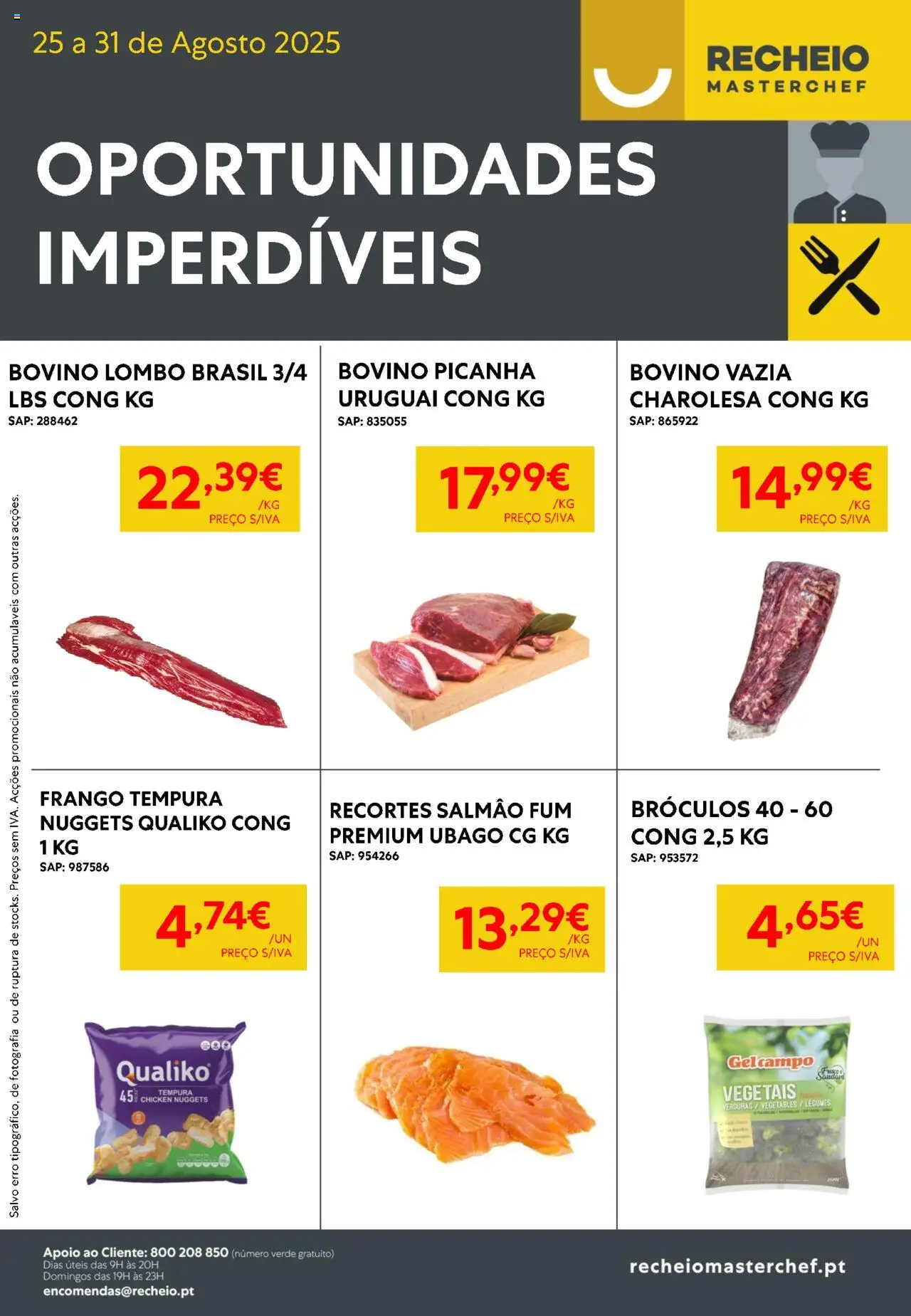 Recheio - Oportunidades Imperdíveis │ válido de 25.08.2025 | Página: 1 | Produtos: Frango, Salmão, Lombo, Nuggets
