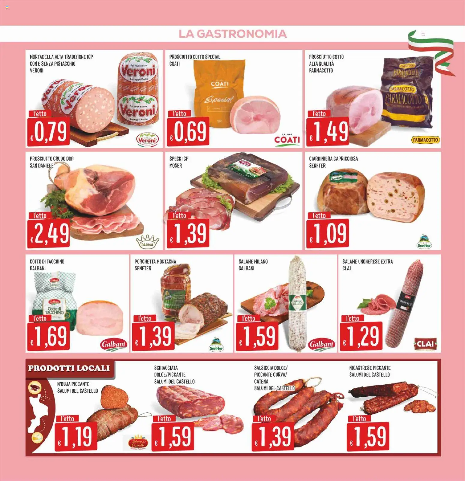 Volantino SISA del 16.04.2026 | Pagina: 5 | Prodotti: Speck, Prosciutto Crudo, Tacchino, Letto