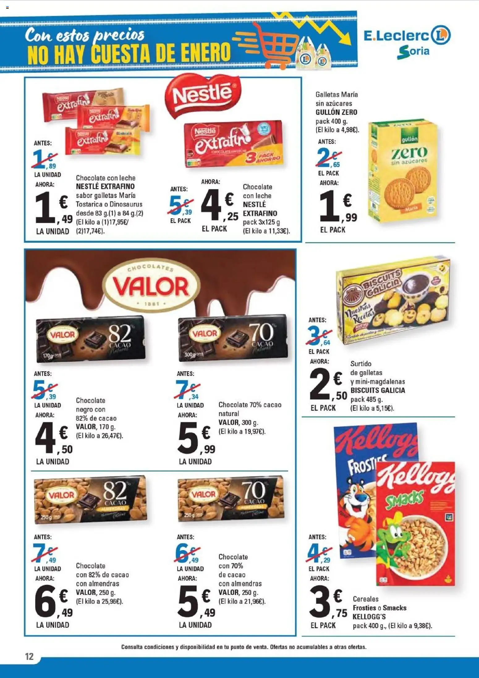 E.Leclerc folleto │ válido desde el 14.01.2026 | Página: 12 | Productos: Leche, Chocolate, Cereales, Galletas