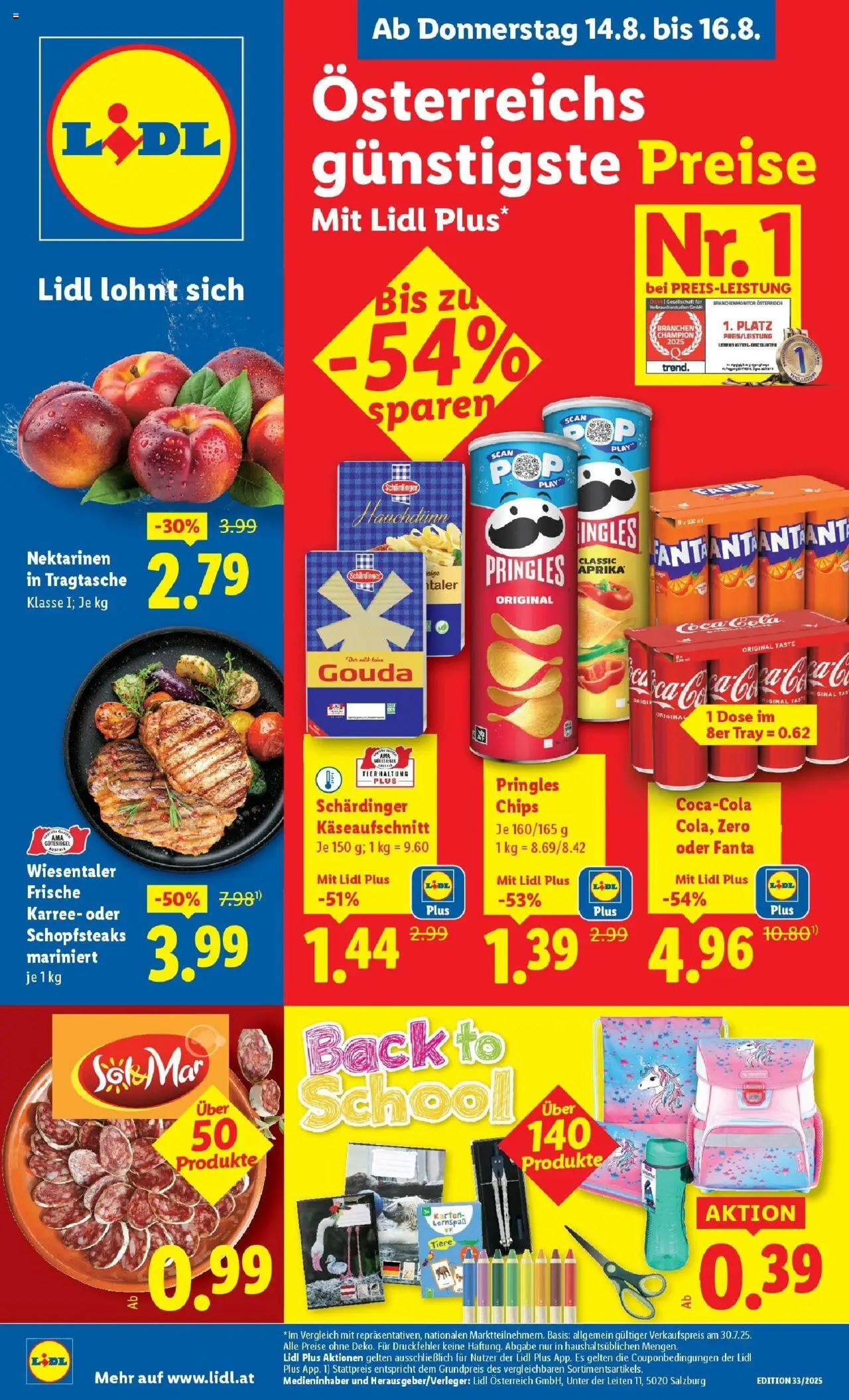 Lidl Flugblatt - Salzburg, Jenbach, Dornbirn gültig ab 14.08.2025 | Seite: 1 | Produkte: Chips