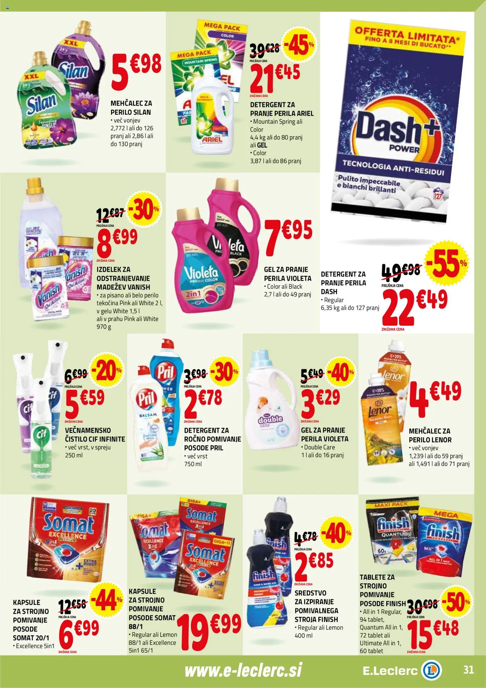 Novi E.leclerc katalog ponudbe – veljaven od 21.01.2026 | Stran: 31 | Izdelki: Mehčalec, Detergent