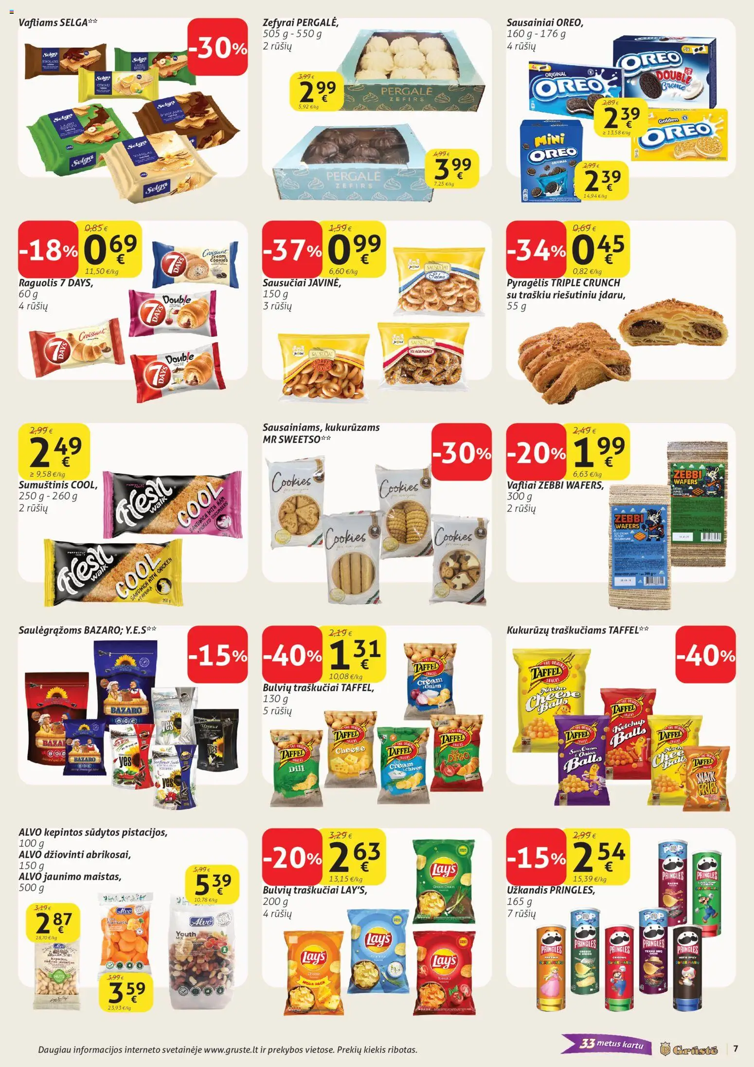 GRUSTE akcijos nuo 21.01.2026 | Puslapis: 7 | Prekių: Sausainiai, Sumuštinis, Vafliai, Traškučiai