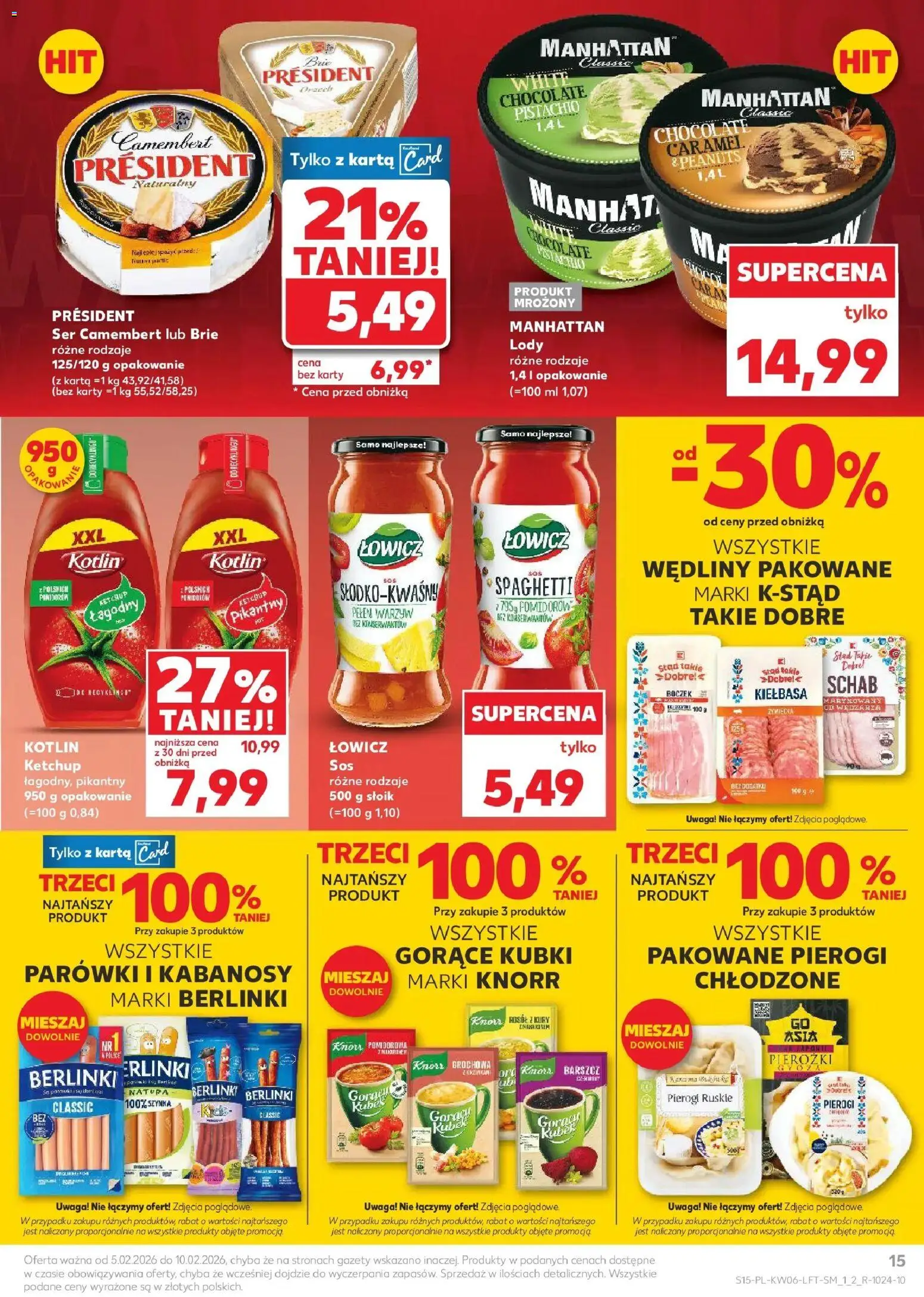 Kaufland gazetka od 05.02.2026 | Strona: 15 | Produkty: Barszcz, Schab, Kabanosy, Camembert
