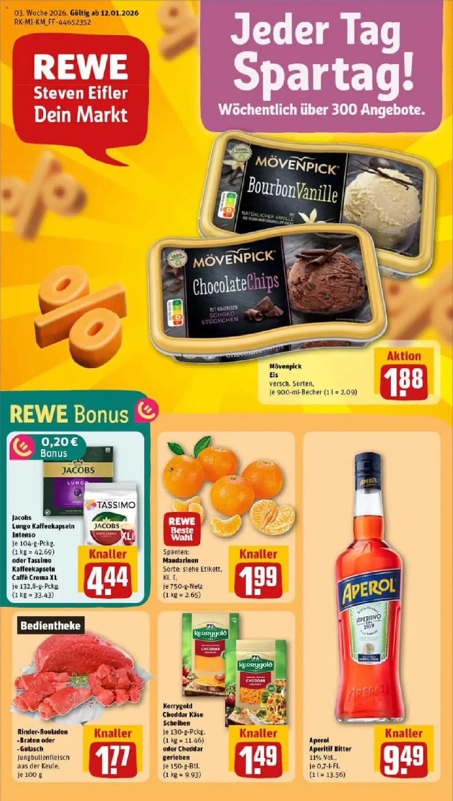 Rewe prospekt Bad Homburg V. D. Höhe	 – gültig ab 11.01.2026 | Seite: 1 | Produkte: Movenpick eis, Aperol, Tassimo, Eis
