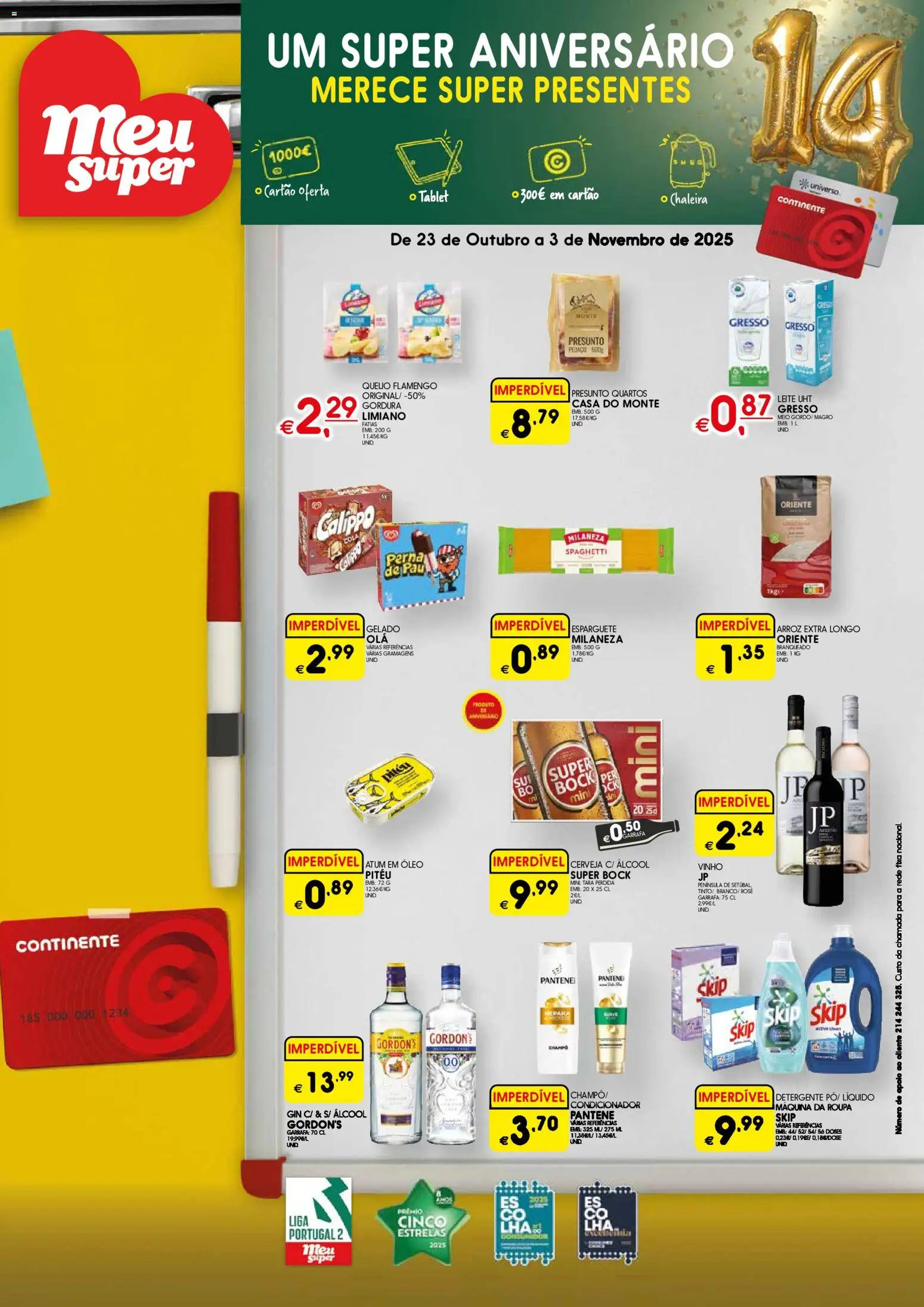 Meu Super folheto │ válido de 23.10.2025 | Página: 1 | Produtos: Atum, Leite, Cerveja, Gin