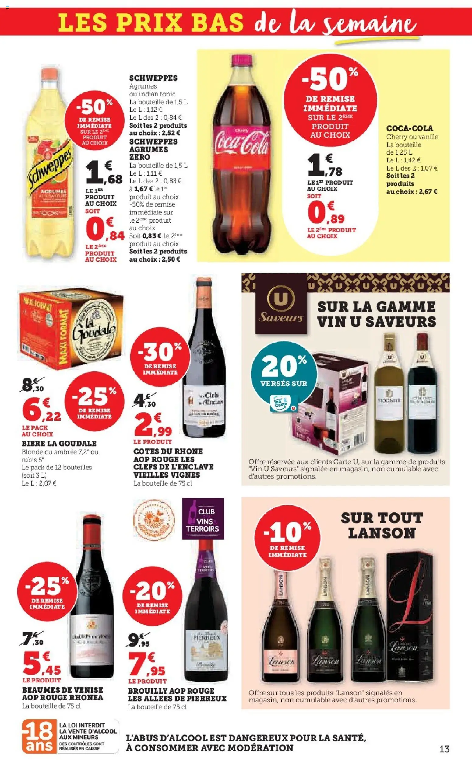 {H1} | Page: 13 | Produits: Goudale, Coca cola, Vin, Bière