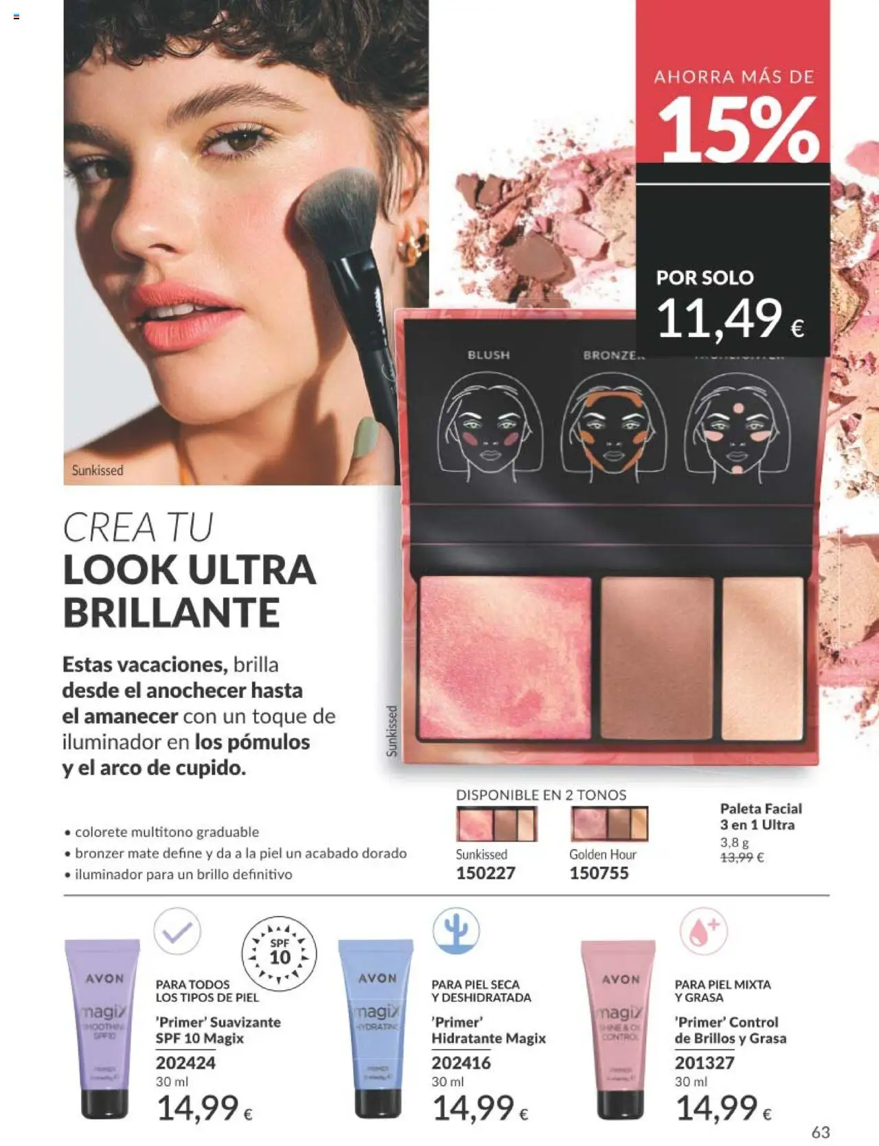 Catálogo AVON campaña 7 │ válido desde el 01.07.2025 | Página: 63 | Productos: Iluminador, Colorete, Suavizante