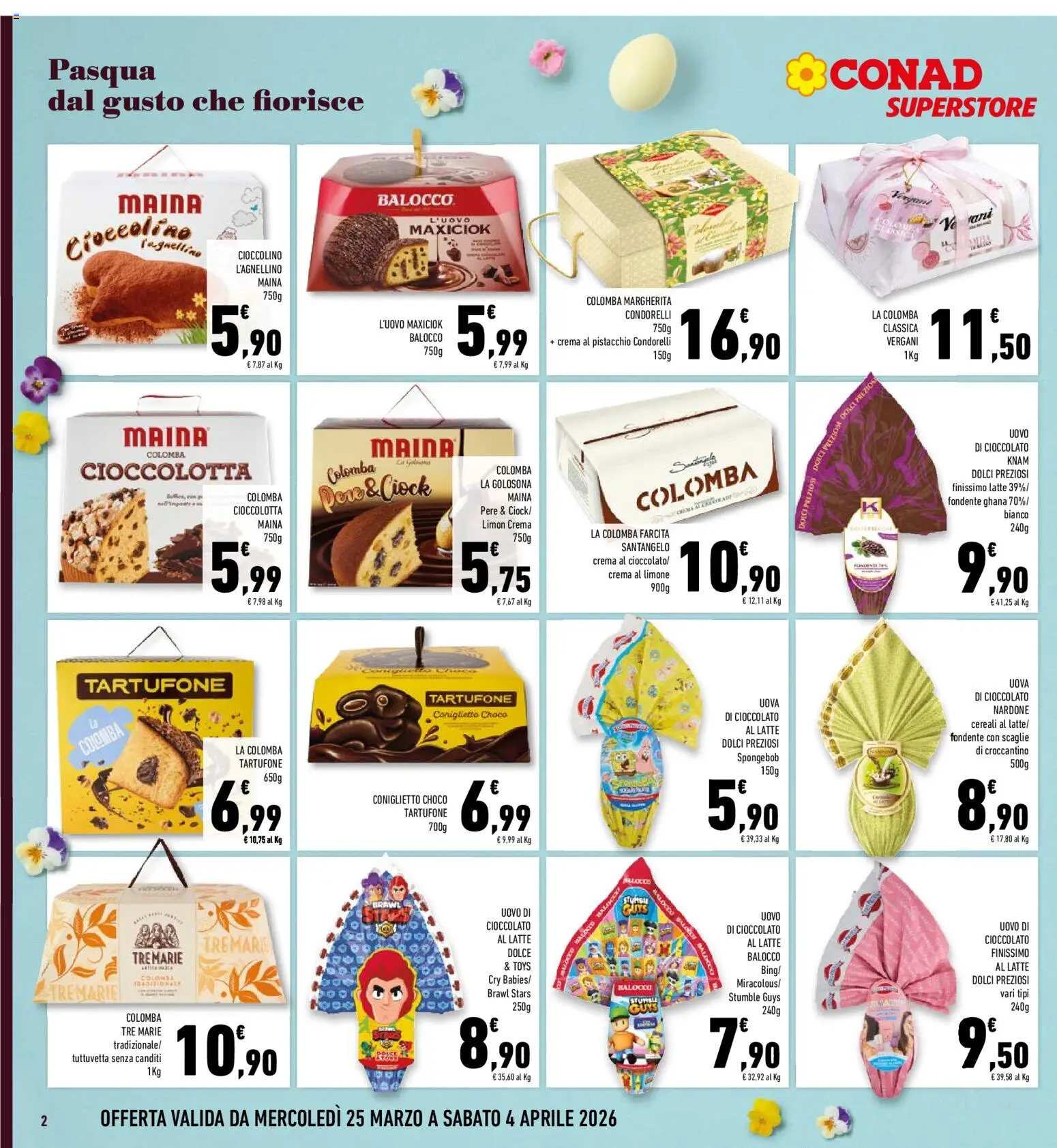 Volantino Conad del 25.03.2026 | Pagina: 2 | Prodotti: Crema, Cioccolato, Cereali, Latte