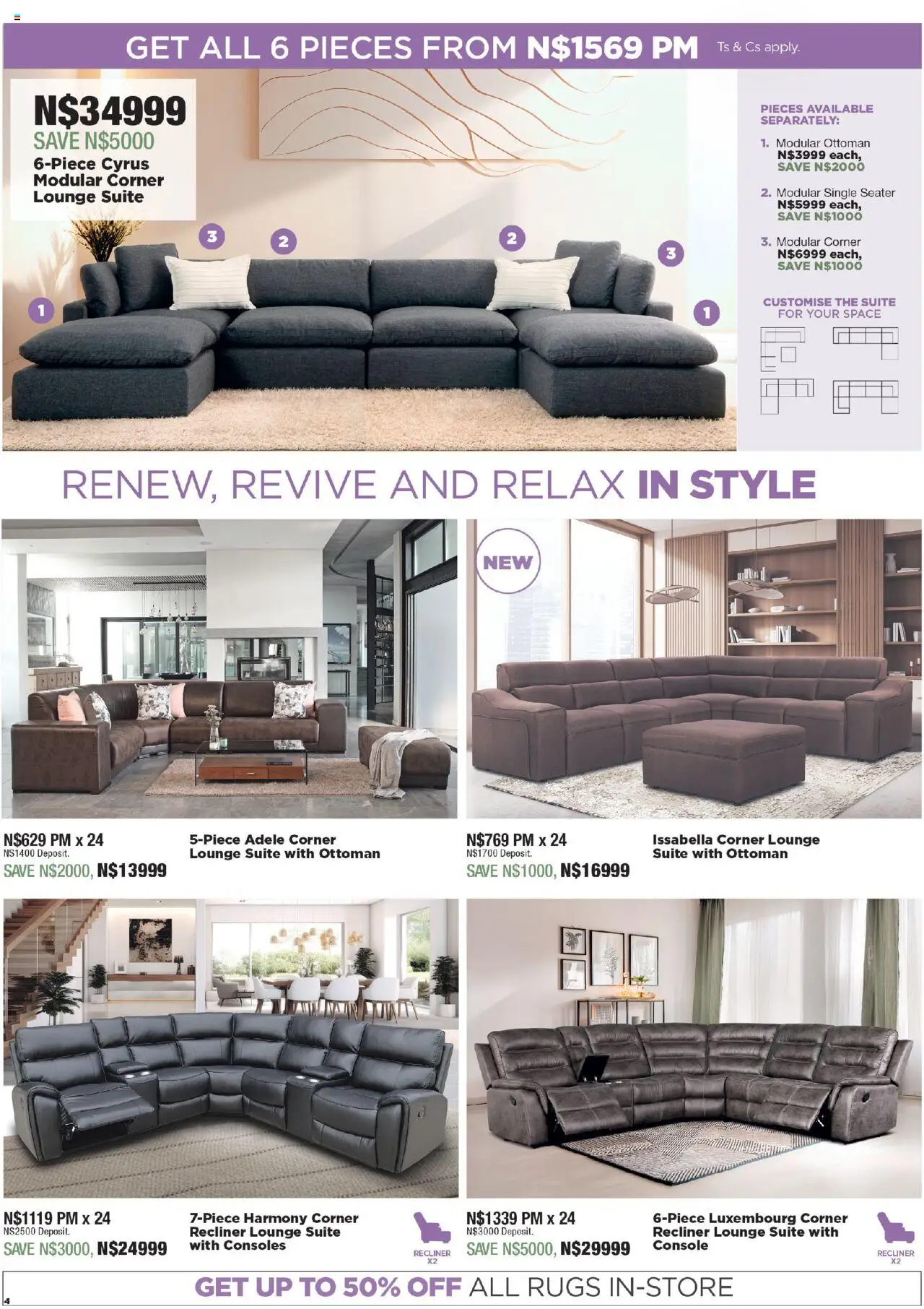 House and Home - Namibia Catalogue │ valid from 18.08.2025 | Page: 4 | Products: Seater, Lounge suite, Ottoman