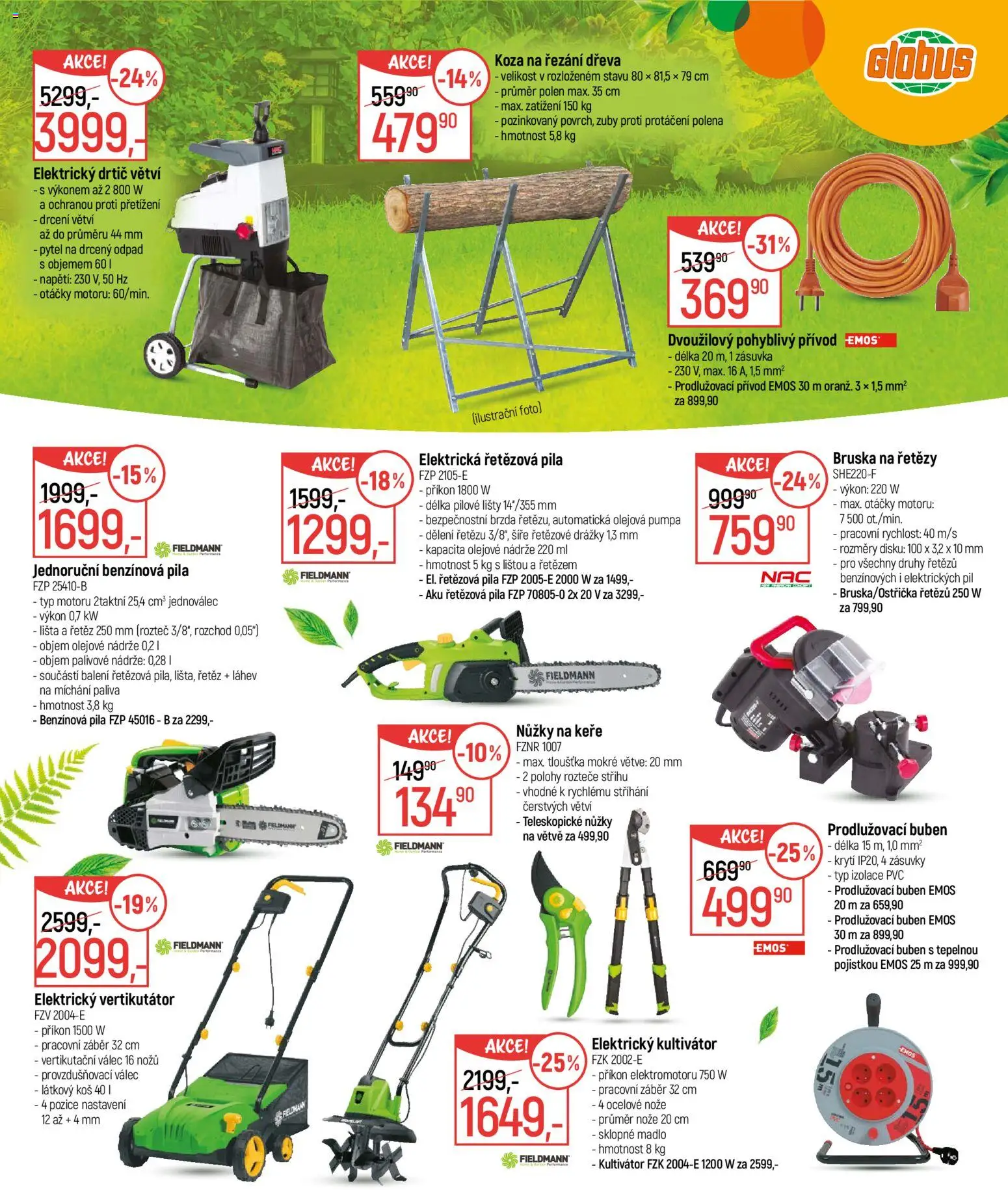 Globus leták - Zahrada od 18.02.2026 | Strana: 7 | Produkty: Elektrický kultivátor, Bruska, Drtič, Koza na řezání dřeva