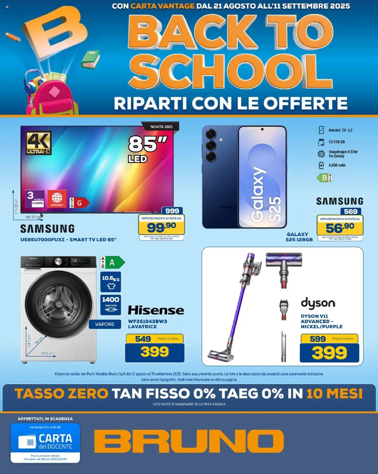 Volantino BRUNO del 21.08.2025 | Pagina: 2 | Prodotti: smart TV, TV, Dyson, Samsung