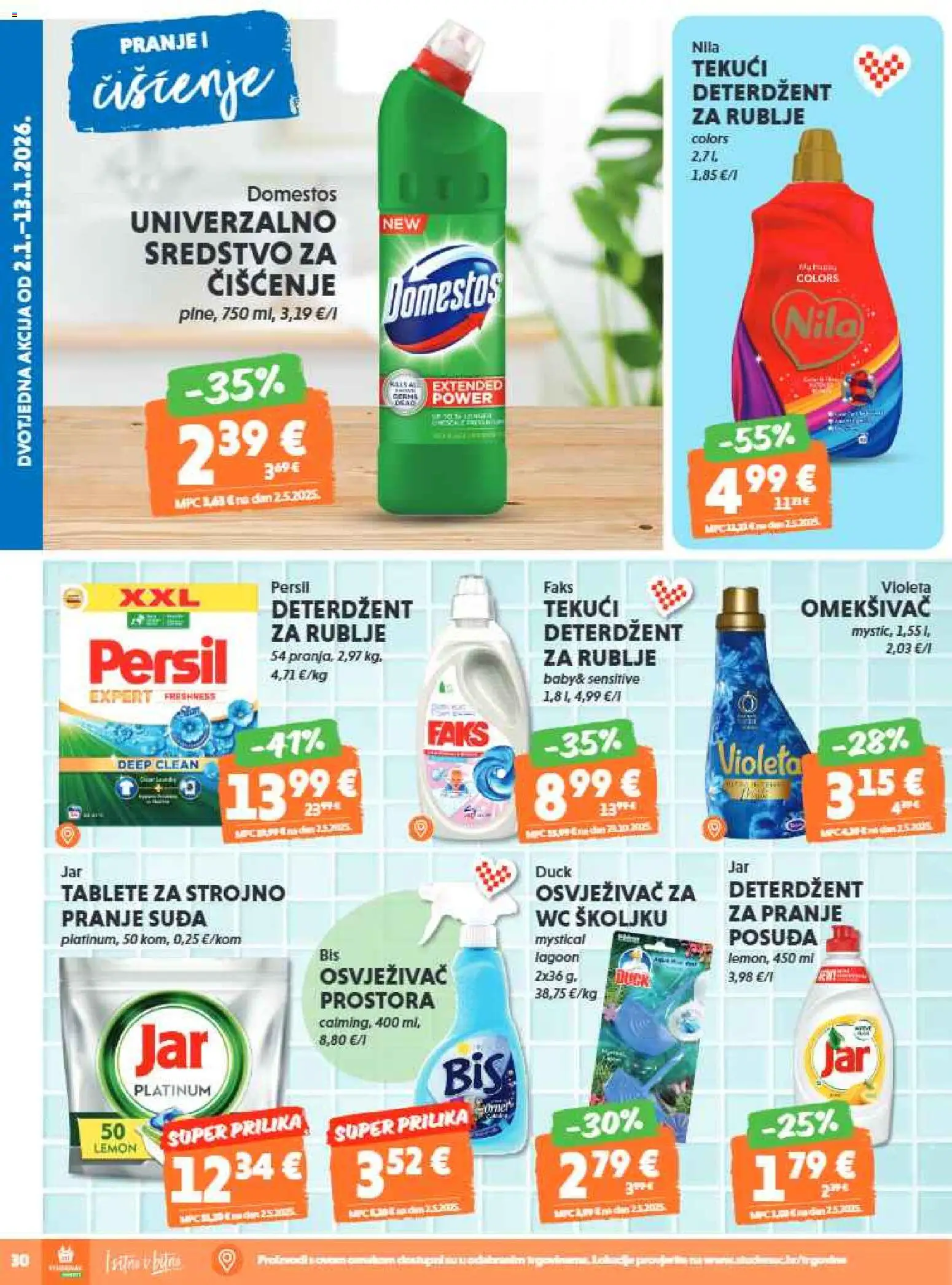 Studenac katalog | vrijedi od 07.01.2026 | Stranica: 30 | Proizvodi: Deterdžent, Nila, Violeta, Persil