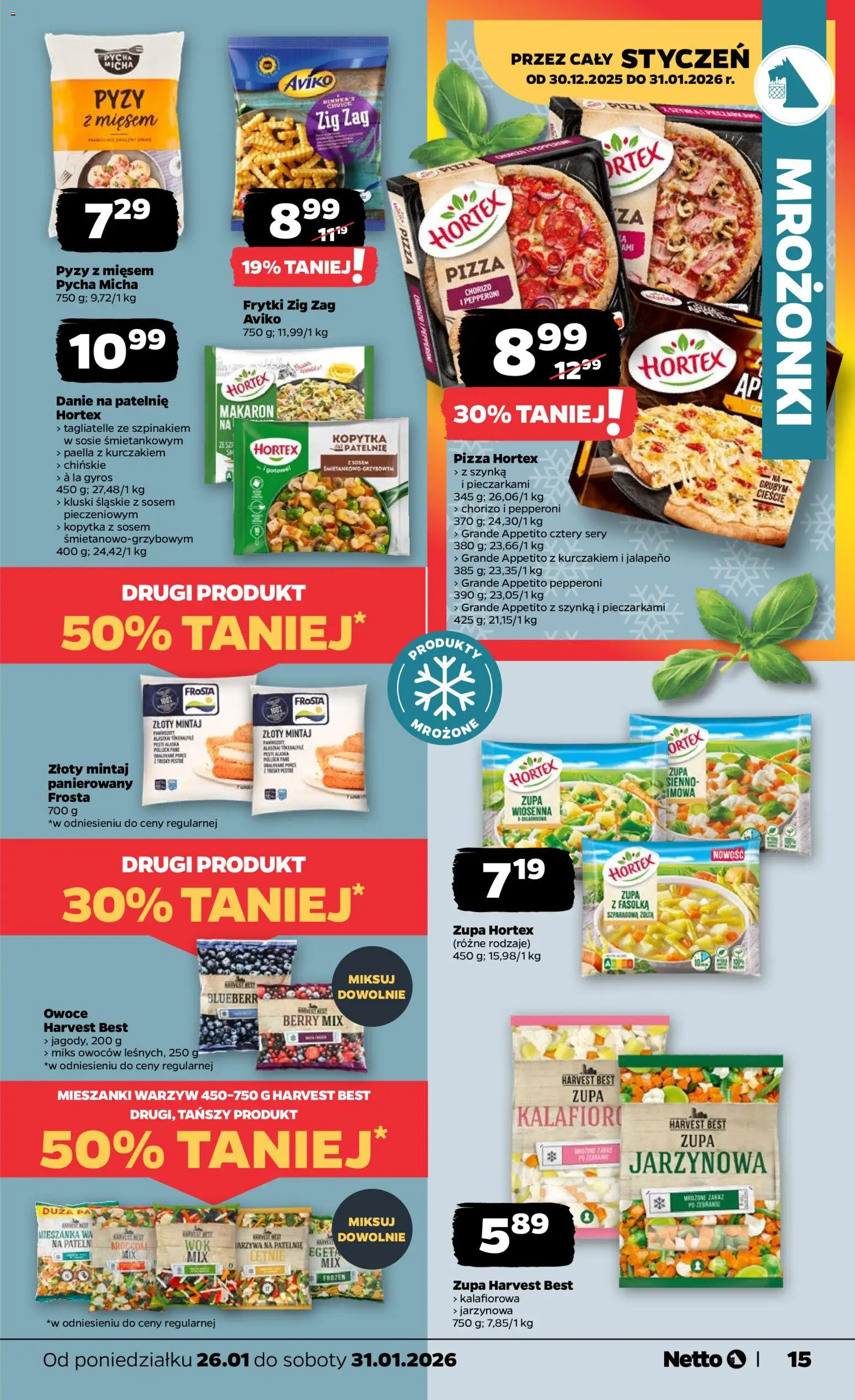 Netto gazetka - Spożywcza od 26.01.2026 | Strona: 15 | Produkty: Zupa jarzynowa, Tagliatelle, Makaron, Kopytka