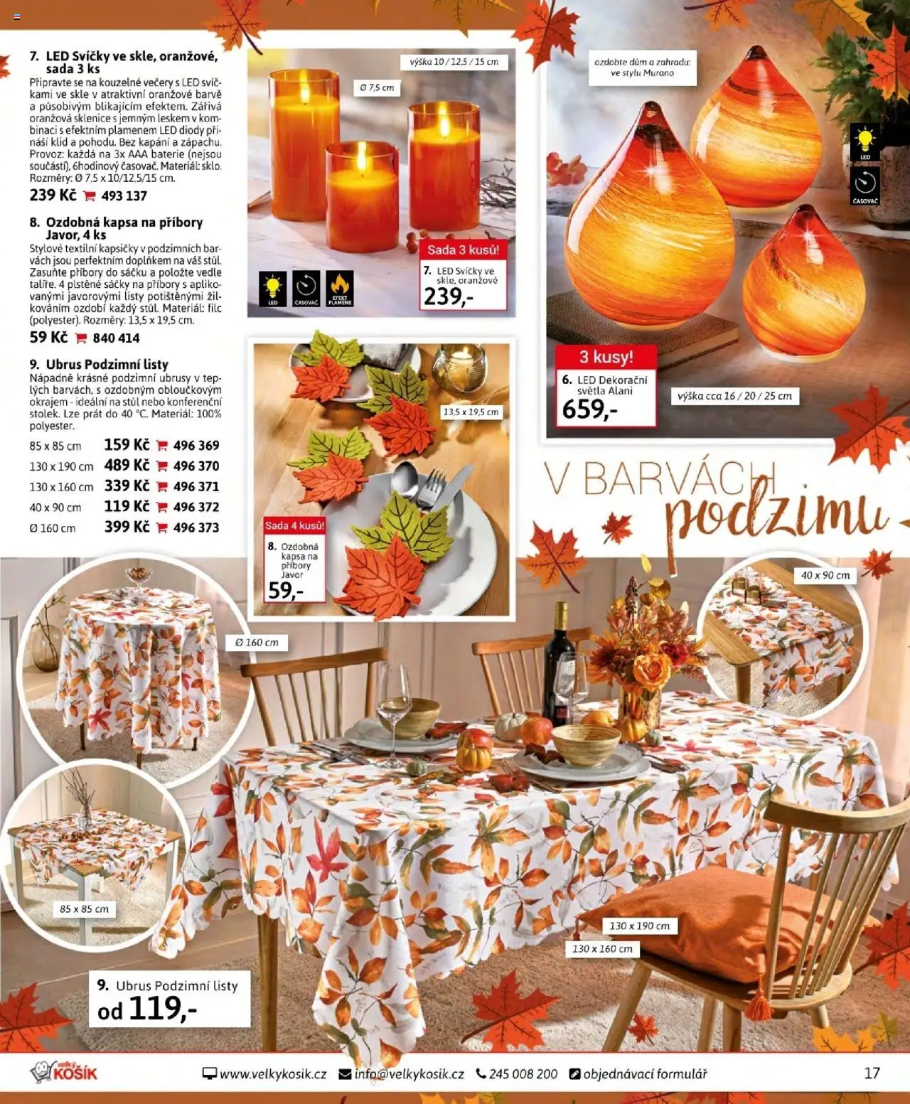 Velký Košík katalog říjen od 01.10.2025 | Strana: 17 | Produkty: Košík, Stůl, Ubrus, LED