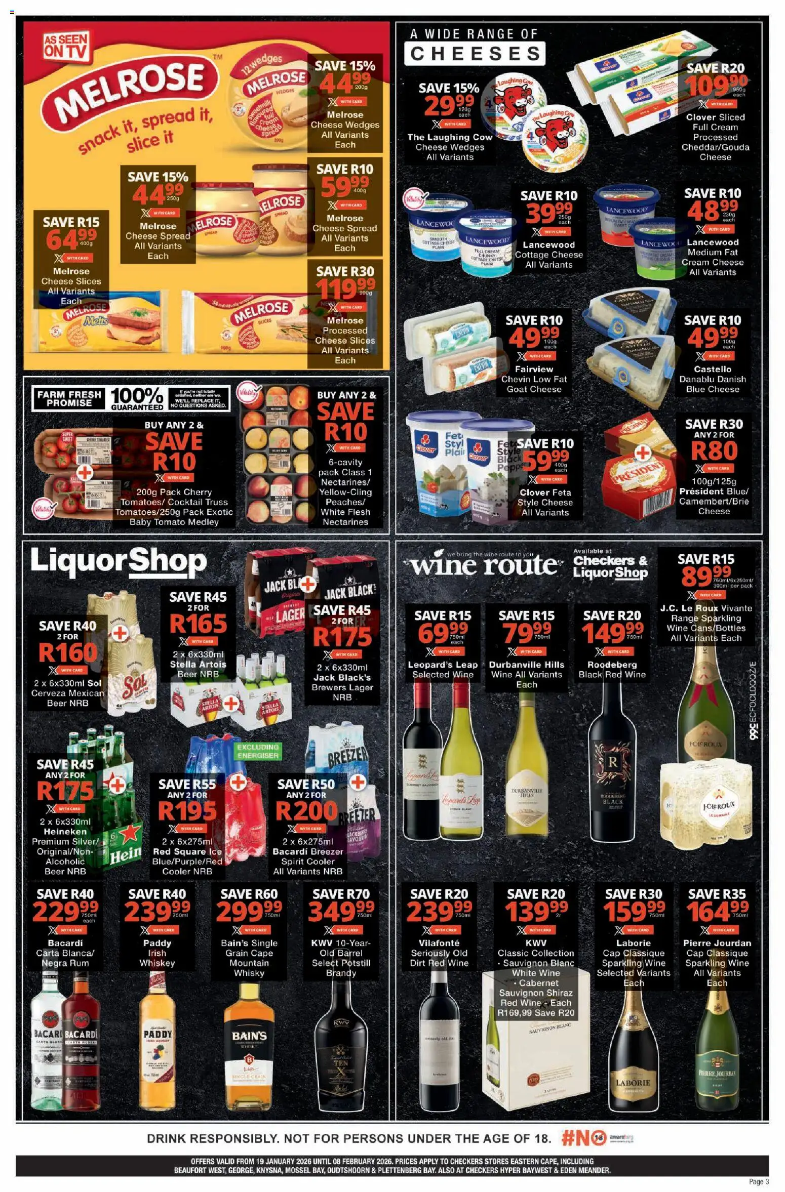 New Checkers catalogue – valid from 19.01.2026 | Page: 3 | Products: Cap, TV, Wine, Whiskey