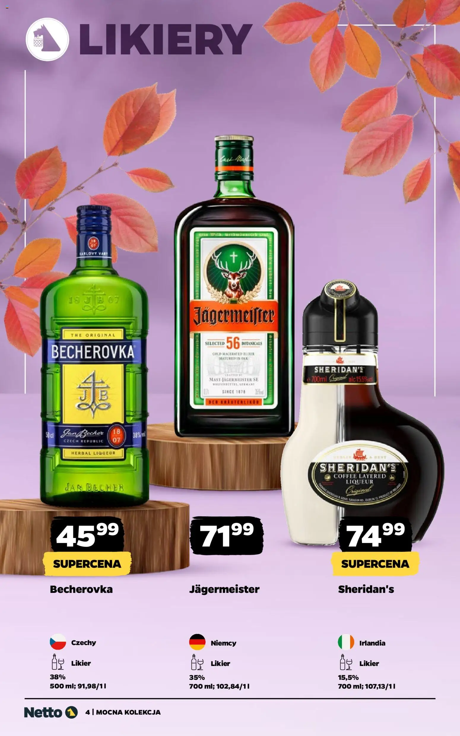 Netto gazetka - Alkohole mocne od 27.10.2025 | Strona: 4 | Produkty: Becherovka, Jagermeister