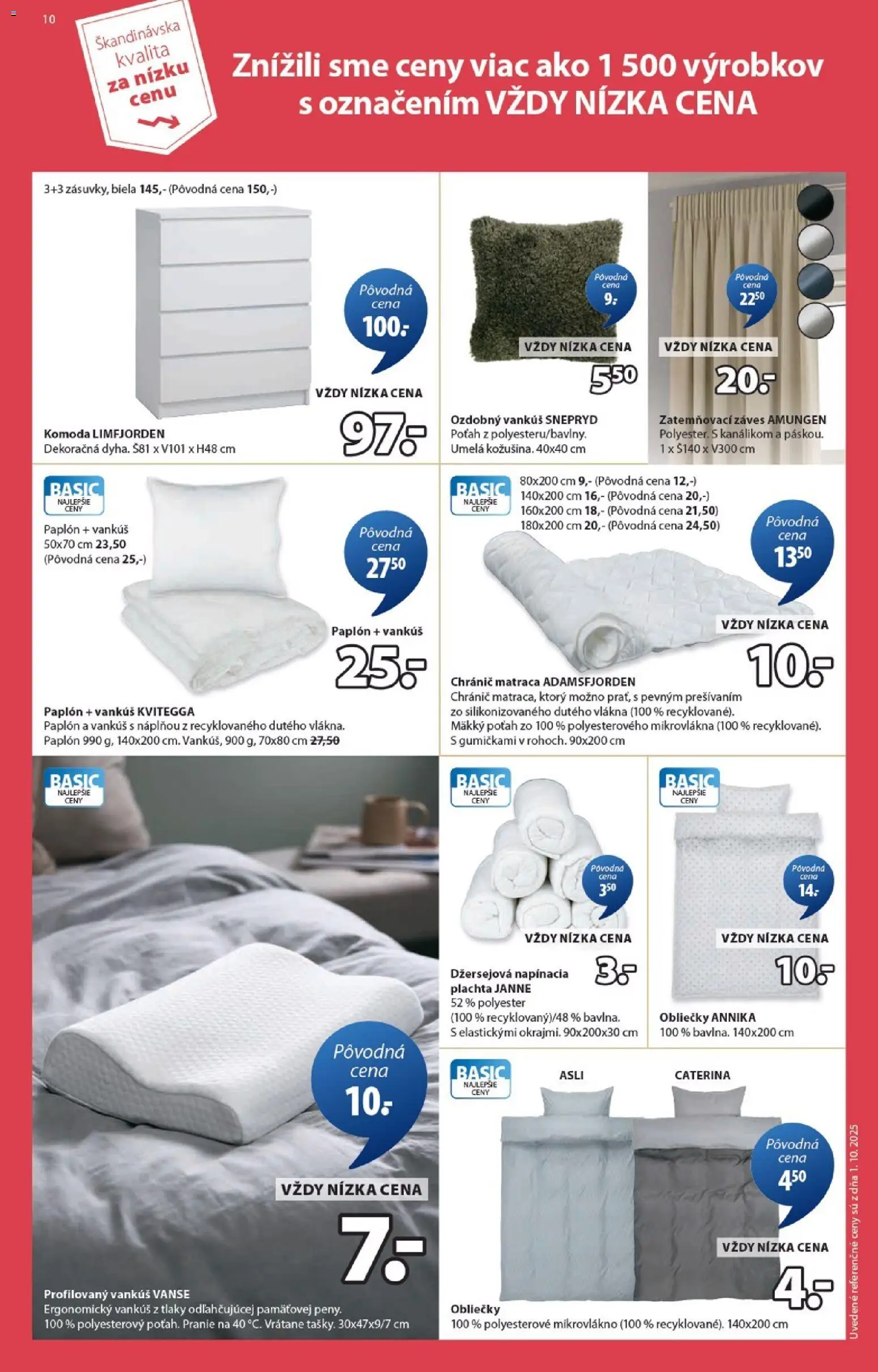 Nové JYSK akcie – leták je platný od 10.12.2025 | Strana: 10 | Produkty: Plachta, Obliečky, Vankúš, Komoda